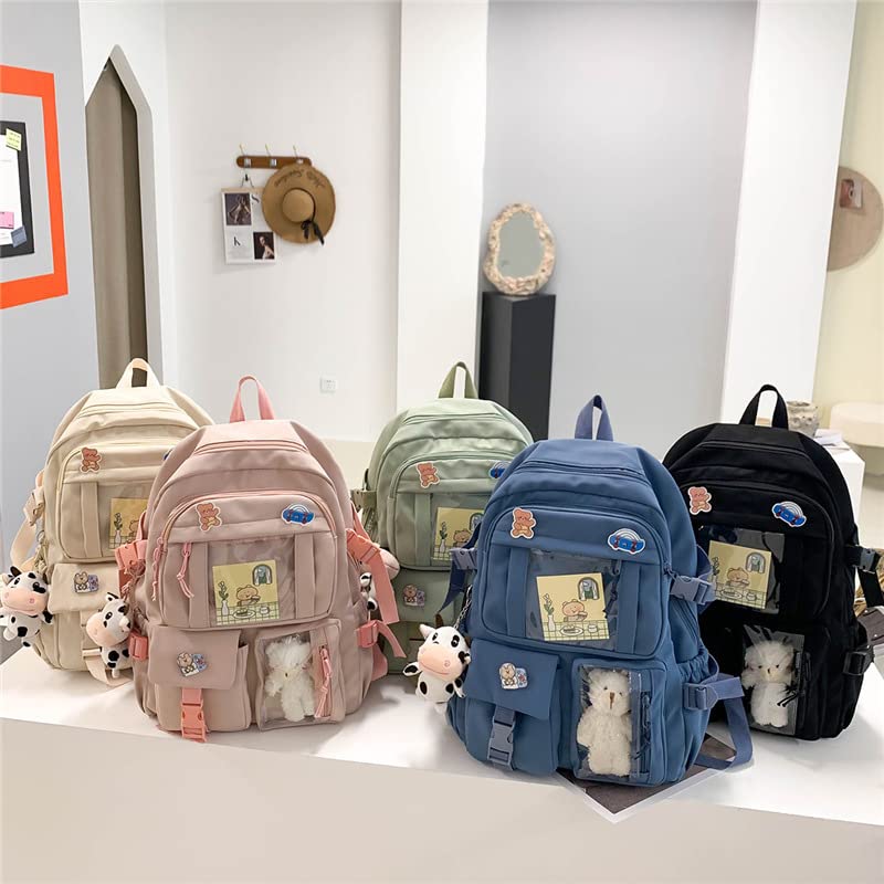 BXCNCKD Kawaii School Backpack with Pins - Cute Pink Anime Backpack for Girls, Teens & College Students | Lightweight Bookbag for School, Travel & Daily Use