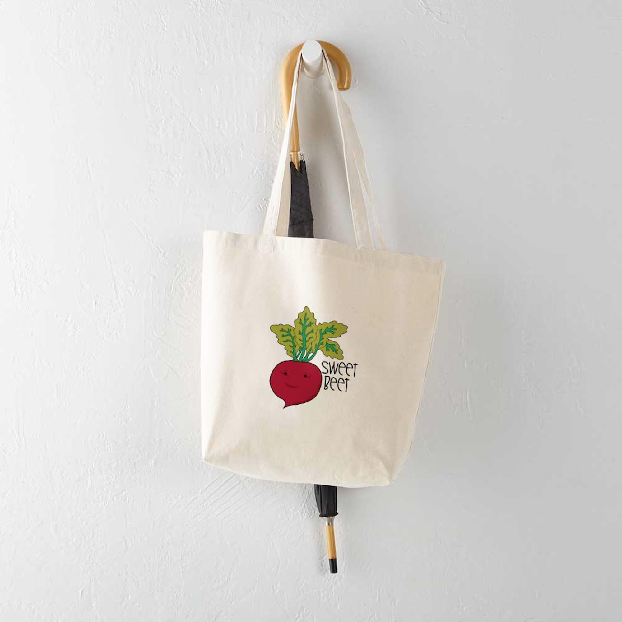 Eco-Friendly Sweet Beet Canvas Tote Bag - Reusable Natural Cotton Shopping Bag for Groceries, Beach & Daily Use