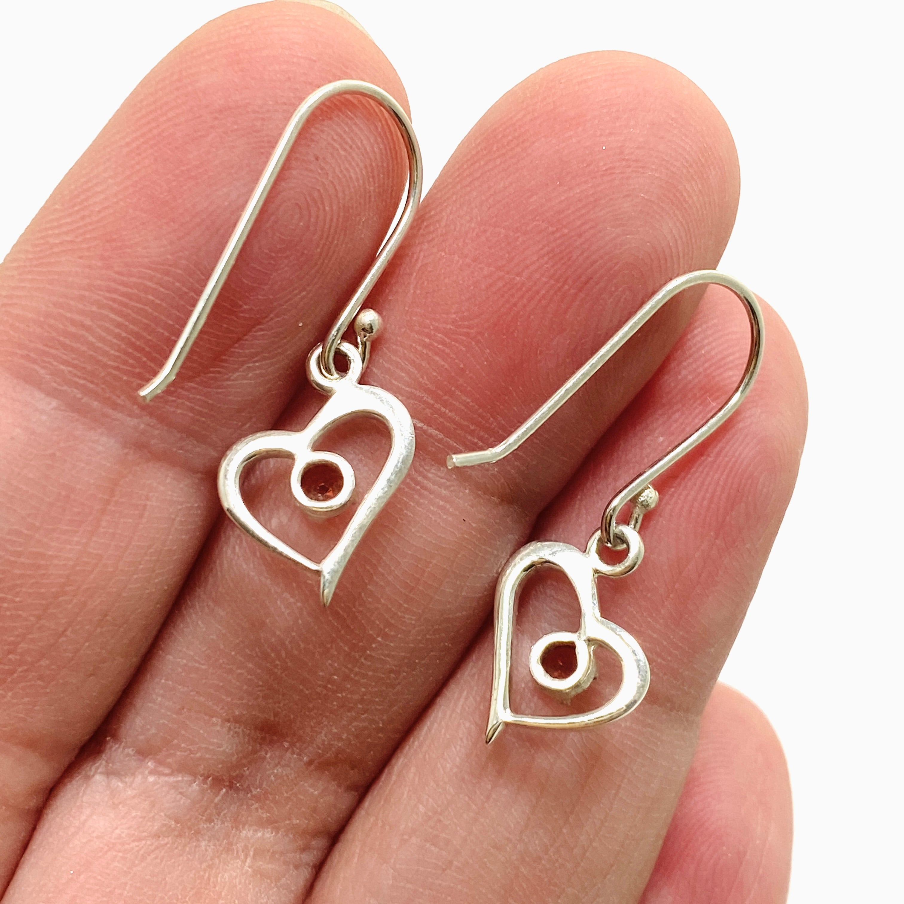 Garnet Round Faceted Heart Earrings for Women - Valentine's Day Gift, Anniversary Present, Romantic Jewelry - Perfect for Date Night, Wedding, Special Occasions