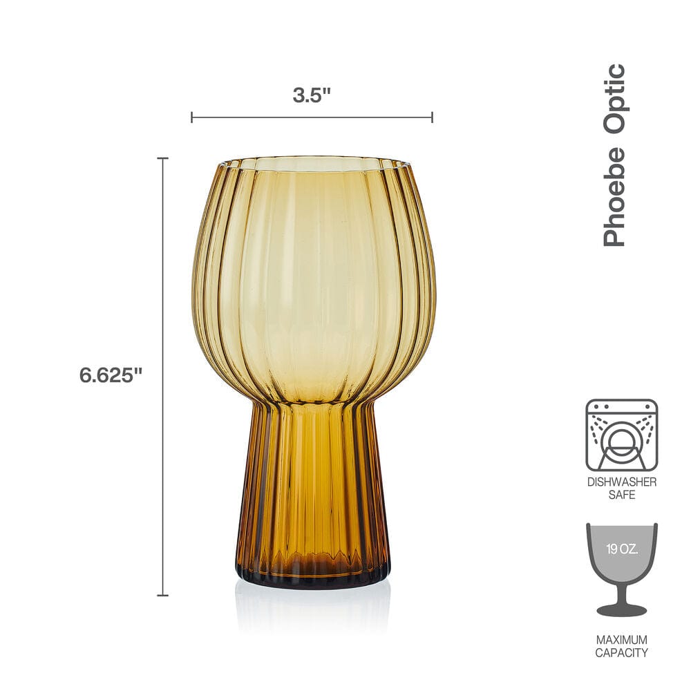Phoebe Optic Amber Set of 4 Elegant Goblet Beverage Glasses - Perfect for Wine Tasting, Cocktail Parties & Home Bar Decor