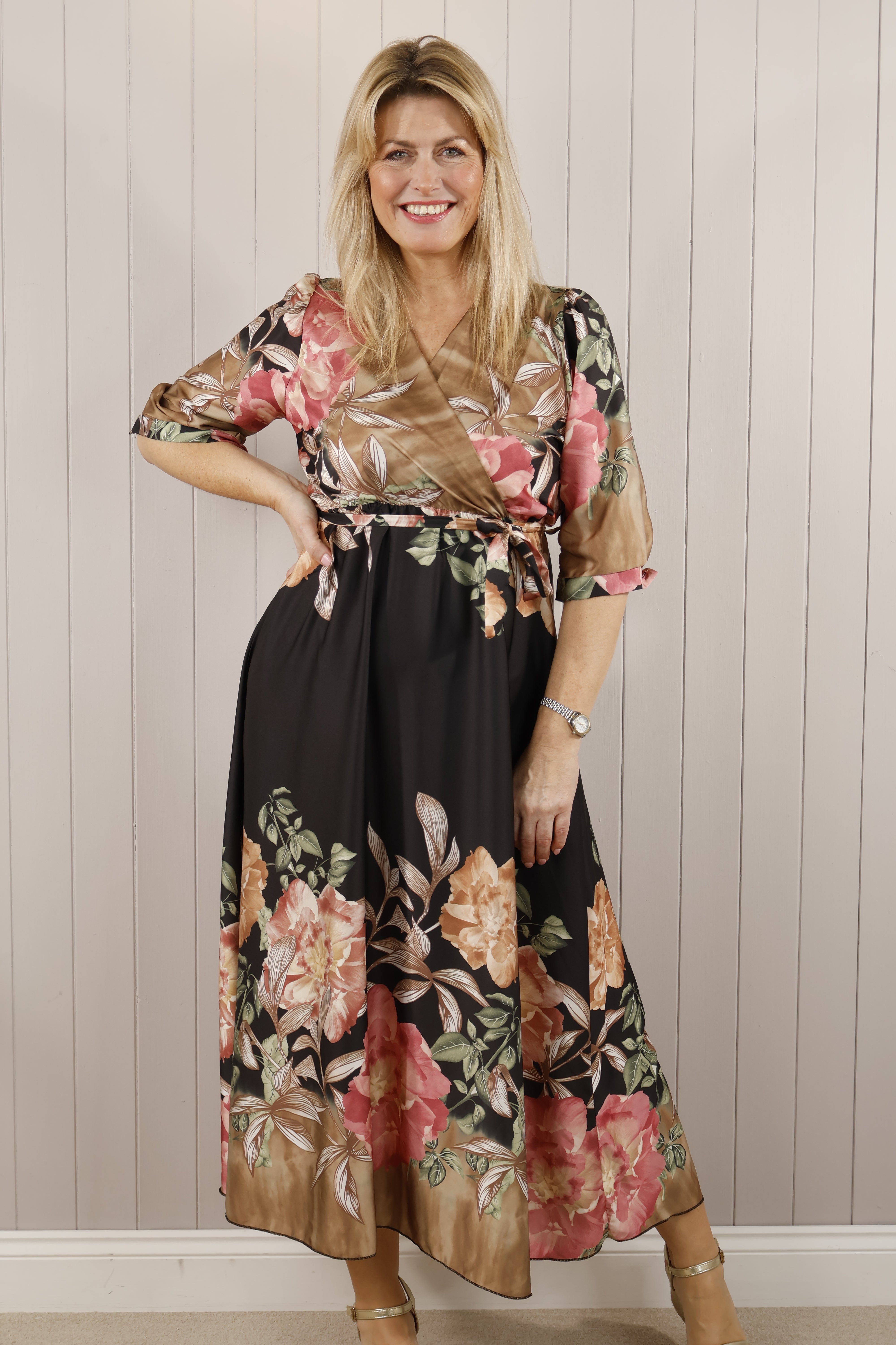 Nicole Floral Black Dress for Women - Elegant Summer Party, Wedding Guest & Casual Outfit