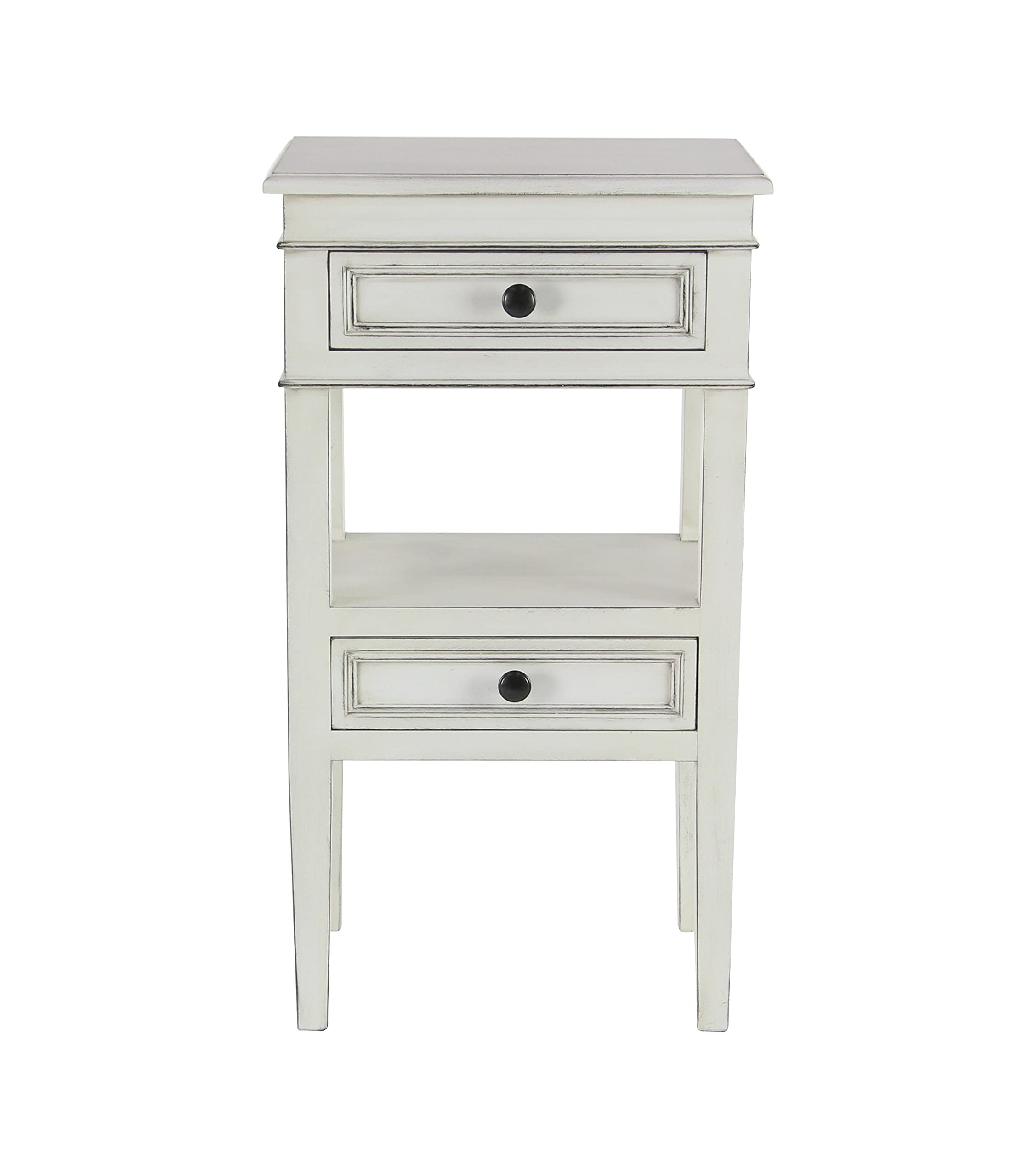 Deco 79 White Wooden End Table with 2 Drawers and 1 Shelf - 16