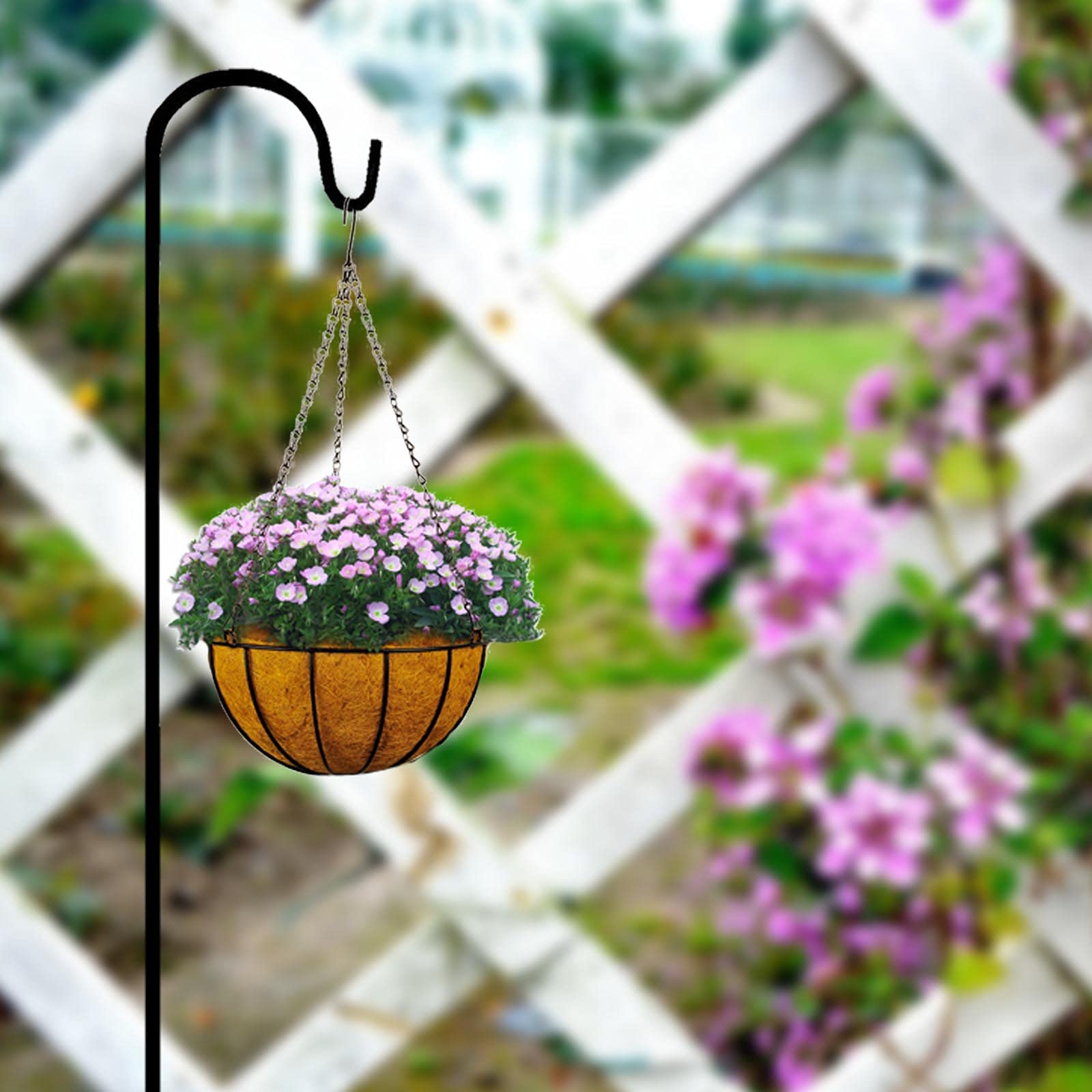 XFF 8-Pack Adjustable 39-Inch Metal Shepherd Hooks for Garden - 0.8cm Thick Heavy Duty Hanging Hooks for Bird Feeders, Solar Lights, Flower Pots, Lanterns & Outdoor Decor (Black) - Perfect for Patio, Lawn, Yard & Wedding Decoration
