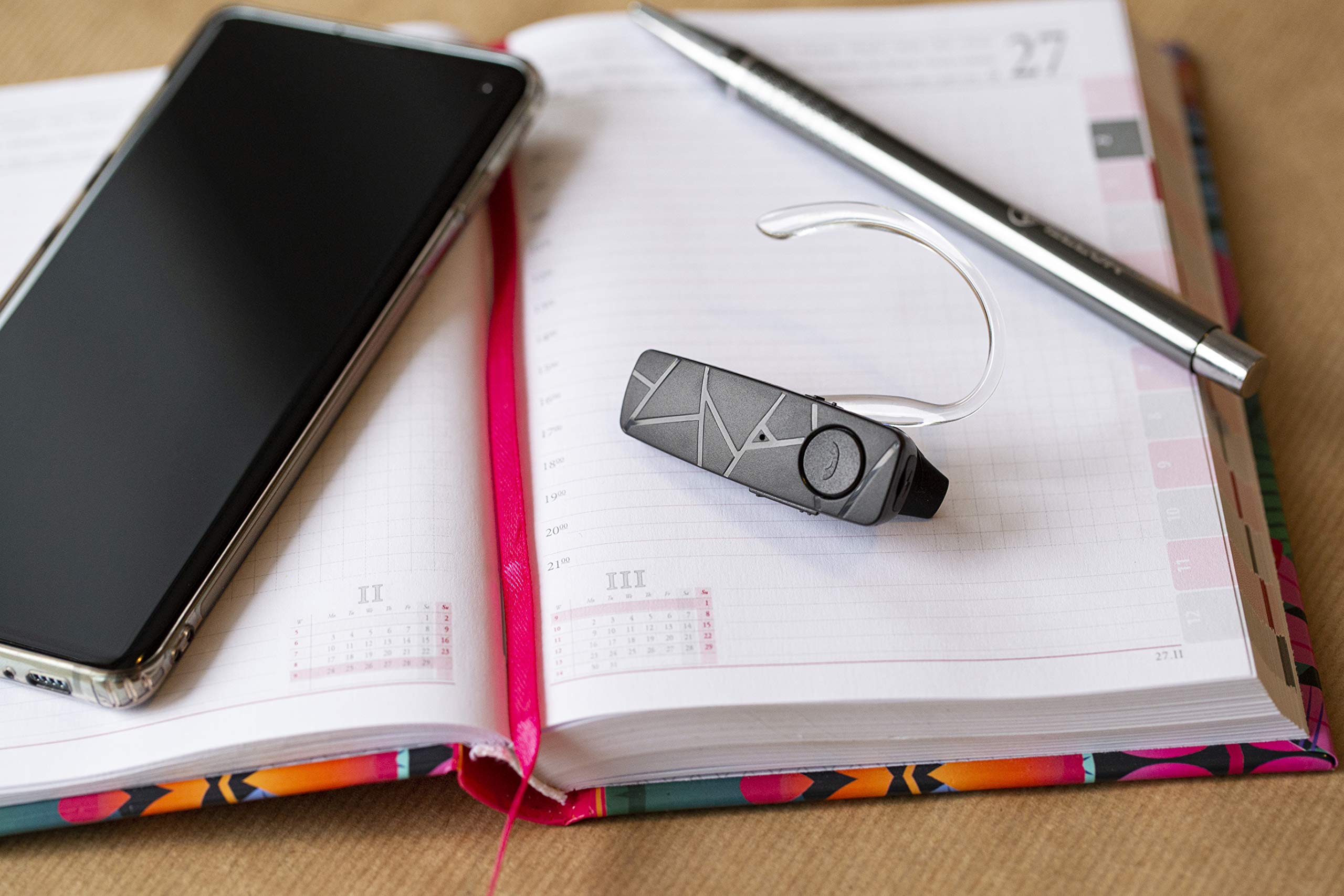 TELLUR VOX 55 Bluetooth Headset - Wireless Earpiece with BT 5.2, Multipoint Dual Device Connectivity, 360° Rotatable Hook for Left/Right Ear - Compatible with iPhone & Android - Perfect for Driving, Office Calls & Online Meetings