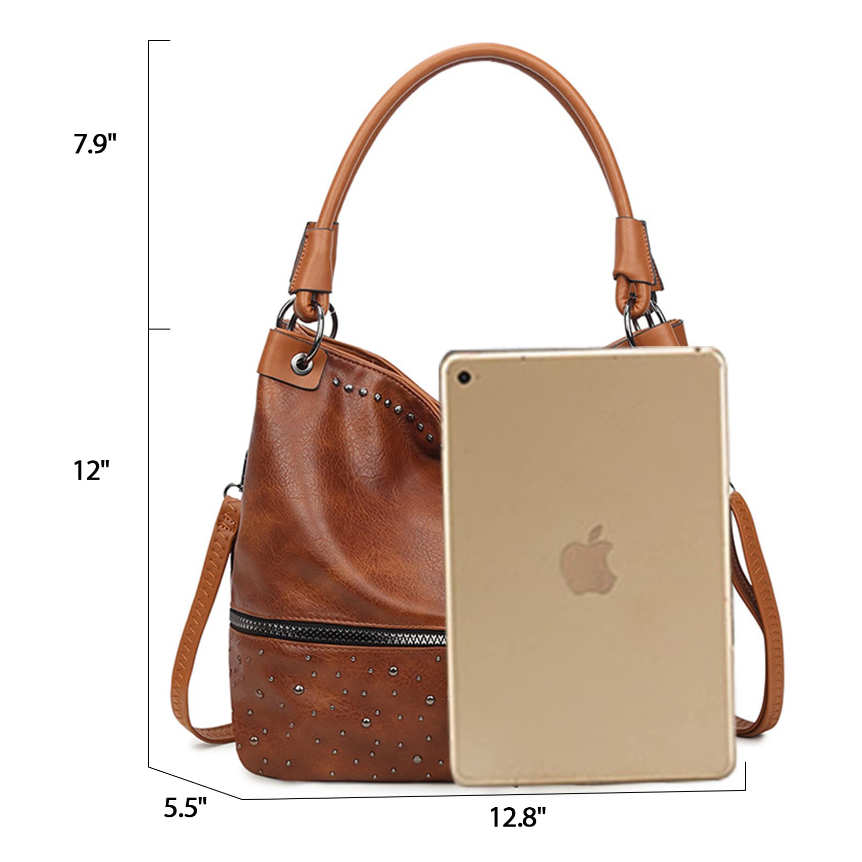 NOTAG Women's Fashion Handbags - PU Leather Crossbody & Shoulder Bags with Rivet Details | Perfect for Work, Travel & Everyday Use