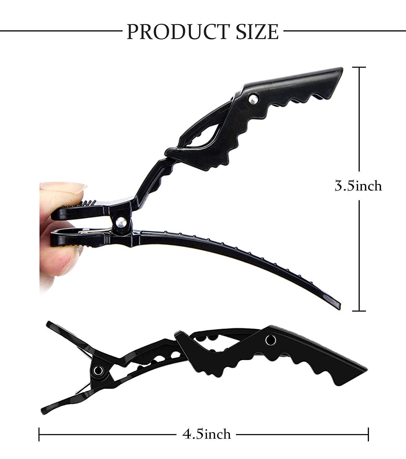 Professional Hair Styling Clips - Non-Slip Duckbill Sectioning Clips for Thick Hair | Salon-Grade Hairdresser Tools | Perfect for Styling, Coloring & Hair Extensions (Black)
