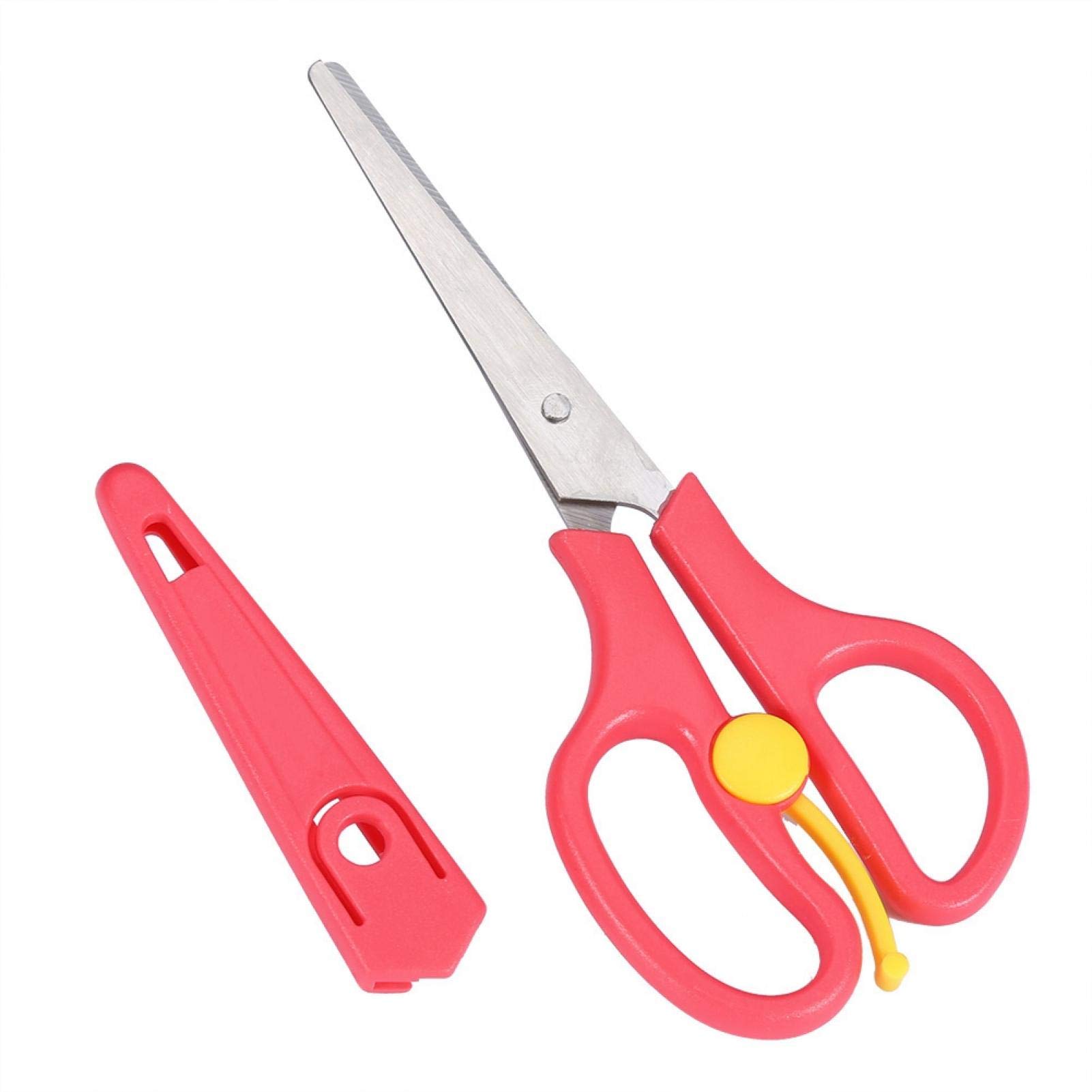 Baby Food Scissors - Stainless Steel Safety Cutter for Kids with Cover | Infant Complementary Feeding Tool (Red)
