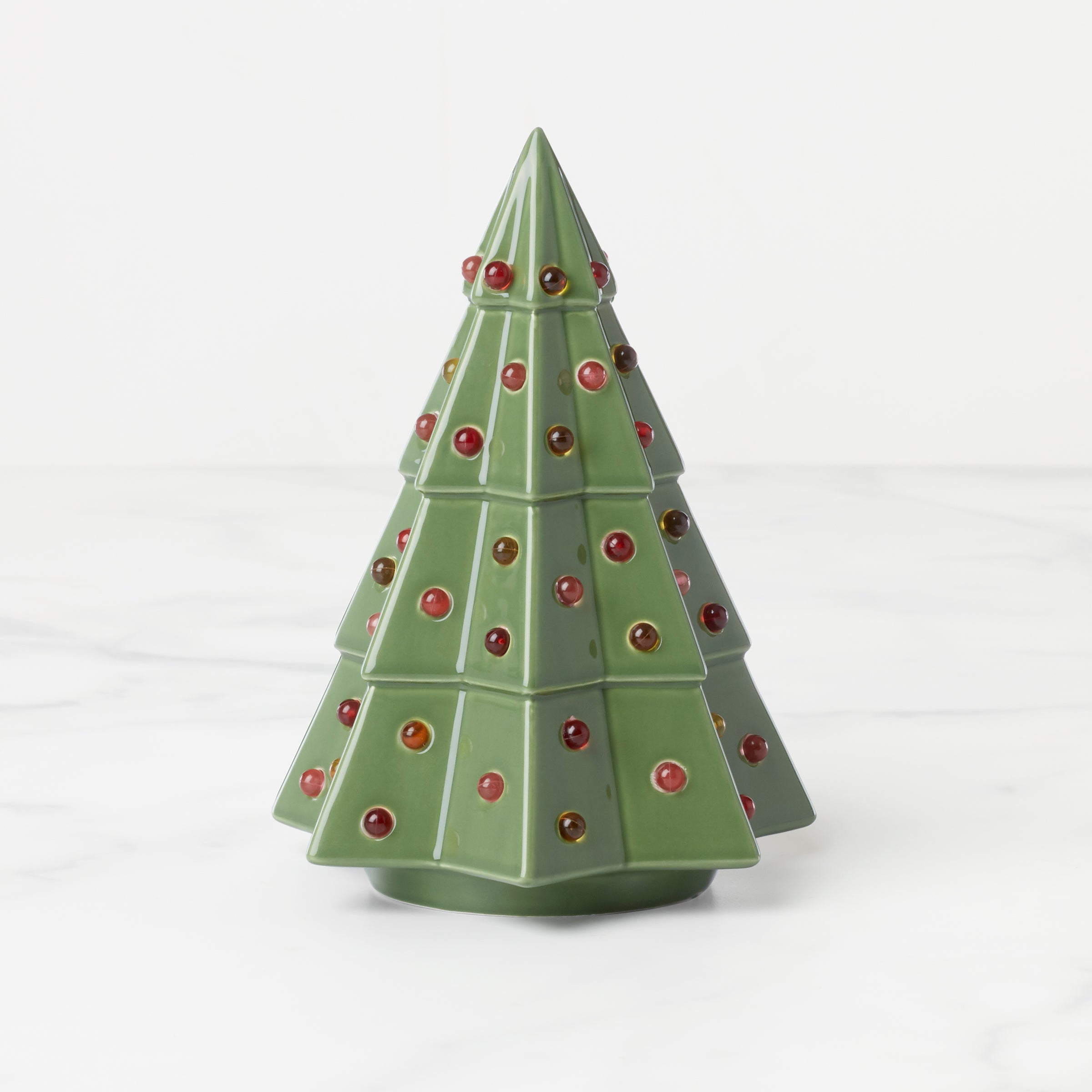 Evergreen Small Lit Tree Figurine - Miniature Christmas Decor for Home, Office & Holiday Displays - Perfect for Tabletop, Mantel & Shelf Decorations