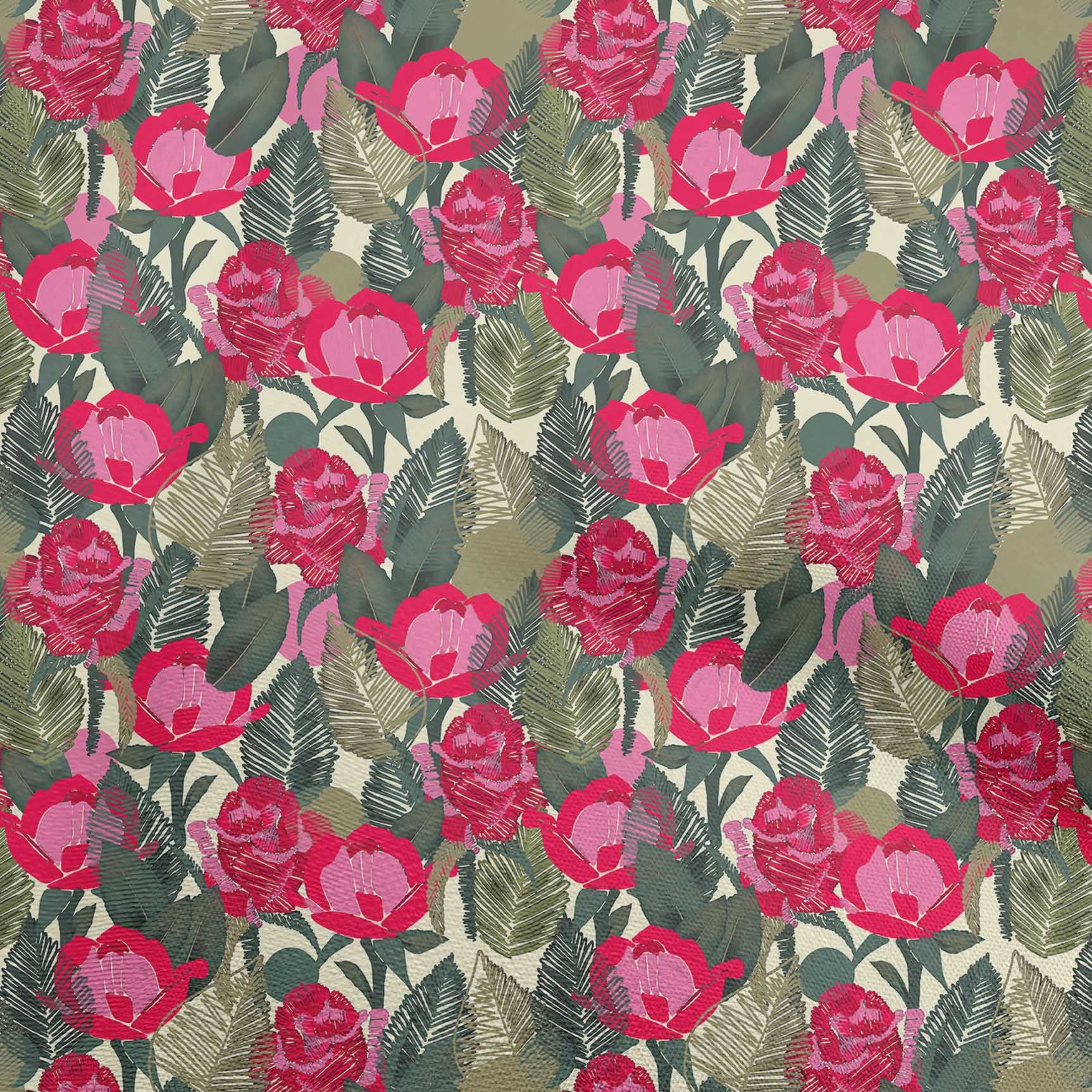 oneOone Georgette Viscose Fuchsia Pink Floral Print Fabric by The Yard - 42 Inch Wide Dress Material for Summer Dresses, Blouses & Scarves
