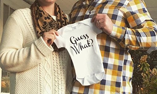 Guess What? Pregnancy Announcement Onesie for Newborns 0-3 Months - Soft Black Baby Bodysuit | Perfect for Gender Reveal, Baby Shower Gifts & First Photo Outfits