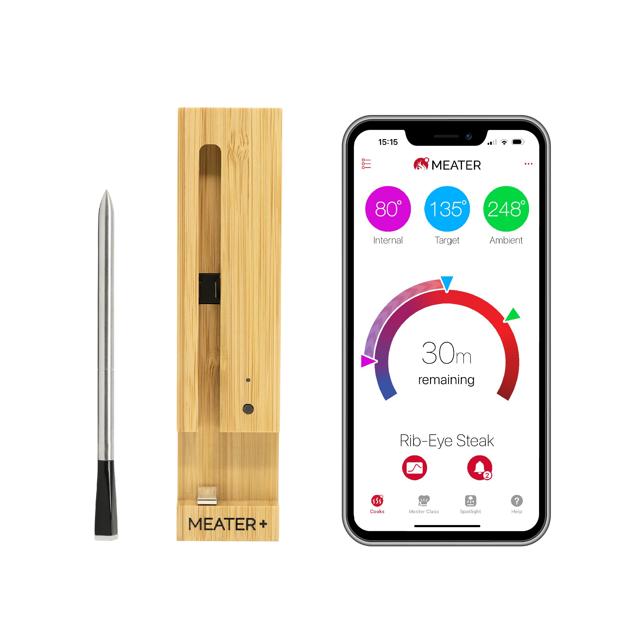 MEATER Plus Smart Wireless Meat Thermometer for BBQ, Grill, Oven, Smoker & Air Fryer | Bluetooth Digital Cooking Thermometer for Steak, Chicken, Turkey | Perfect for Indoor & Outdoor Cooking | Includes App with Recipes