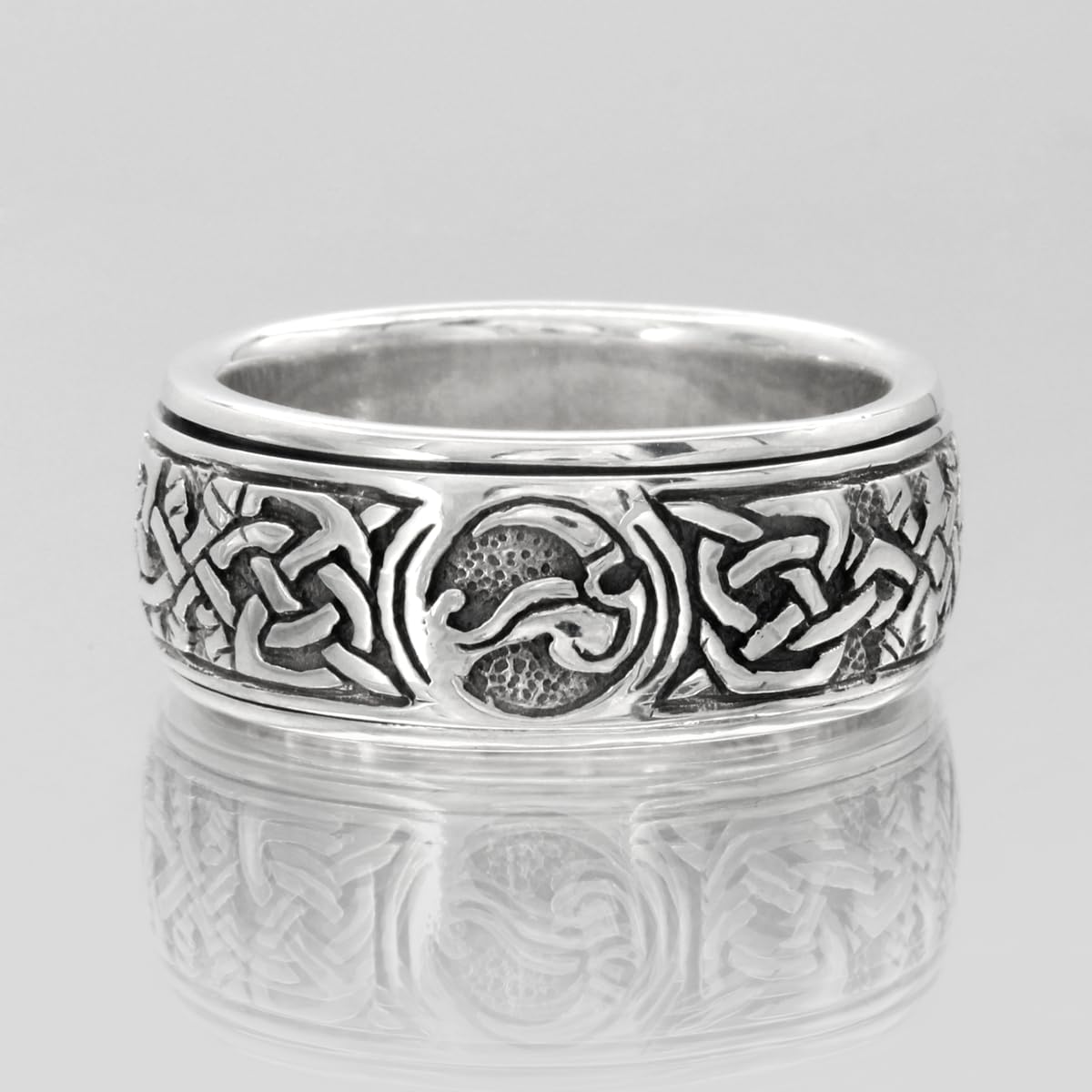 Moonlight Mysteries Sterling Silver Celtic Knot Pentacle Spinner Worry Ring - Wicca Pagan Jewelry for Stress & Anxiety Relief (Sizes 4-15) - Perfect for Meditation, Spiritual Healing & Everyday Wear