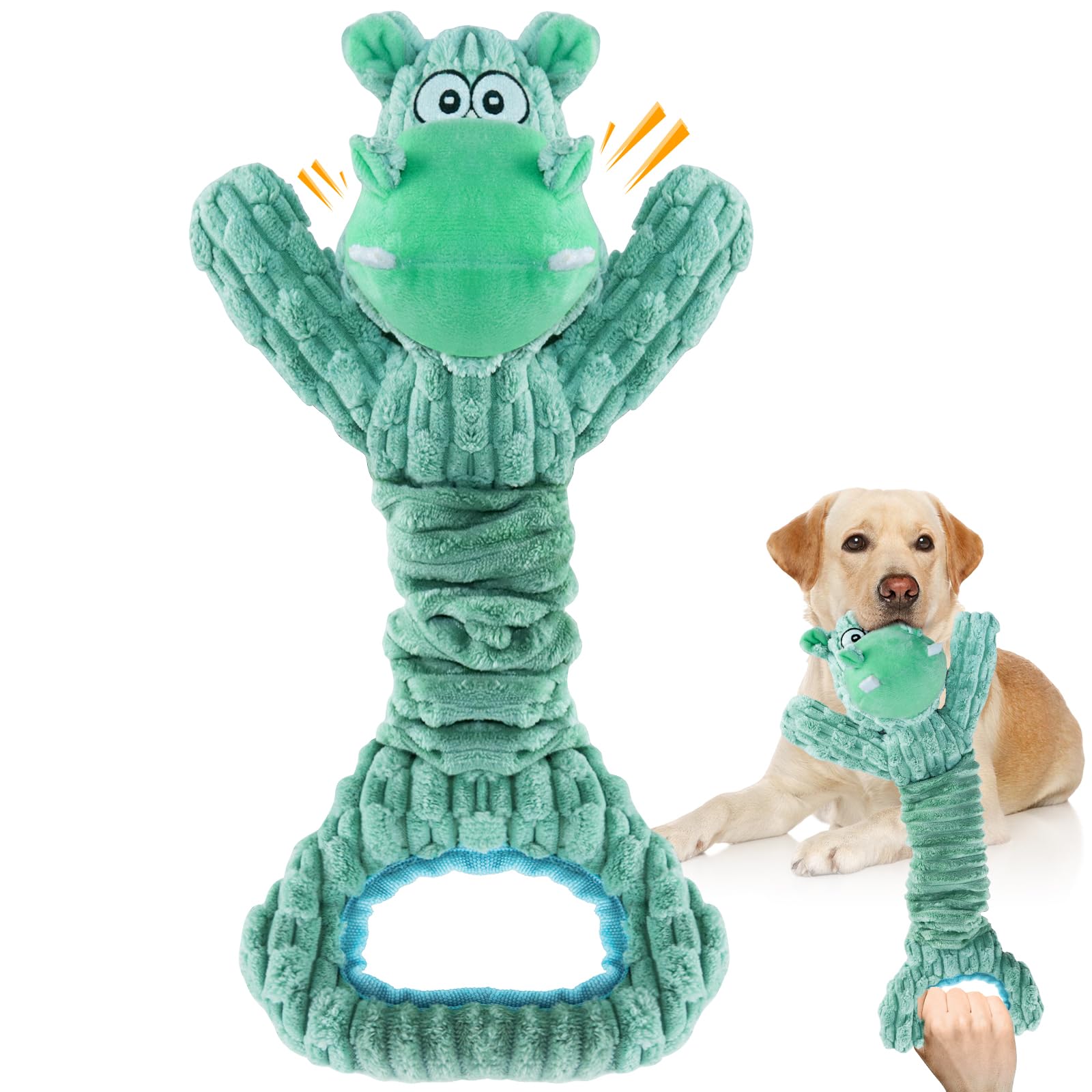 WOWBALA Durable Plush Squeaky Dog Toys for Aggressive Chewers - Interactive Puppy Chew Toy with Tug Rope for Small, Medium & Large Dogs | Perfect for Playtime, Training & Bonding Activities