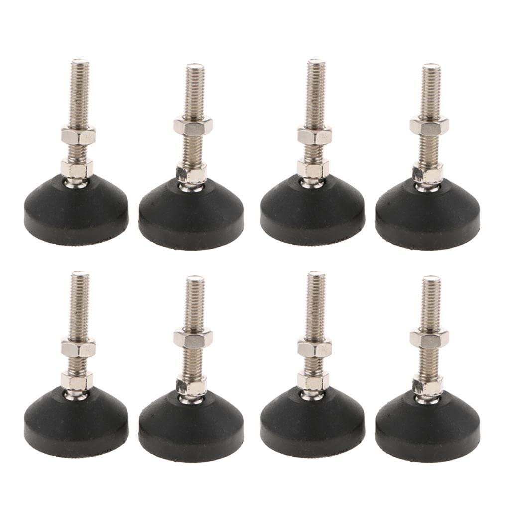 8pcs M10x50mm Carbon Steel Rubber Furniture Levelers - Adjustable Legs with 50mm Base Diameter for Sofa, Table & Cabinet Leveling | Heavy Duty Furniture Feet for Hardwood Floors & Uneven Surfaces