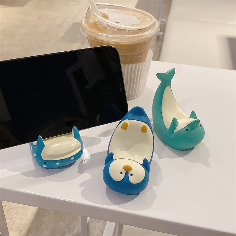Cute Sea Animal Phone Stand - Dolphin, Seal & Penguin Design, Small Handsfree Cell Phone Holder for Desk, Table, PC & Office Decor - Perfect for Work, Study & Watching Videos (Green Dolphin)