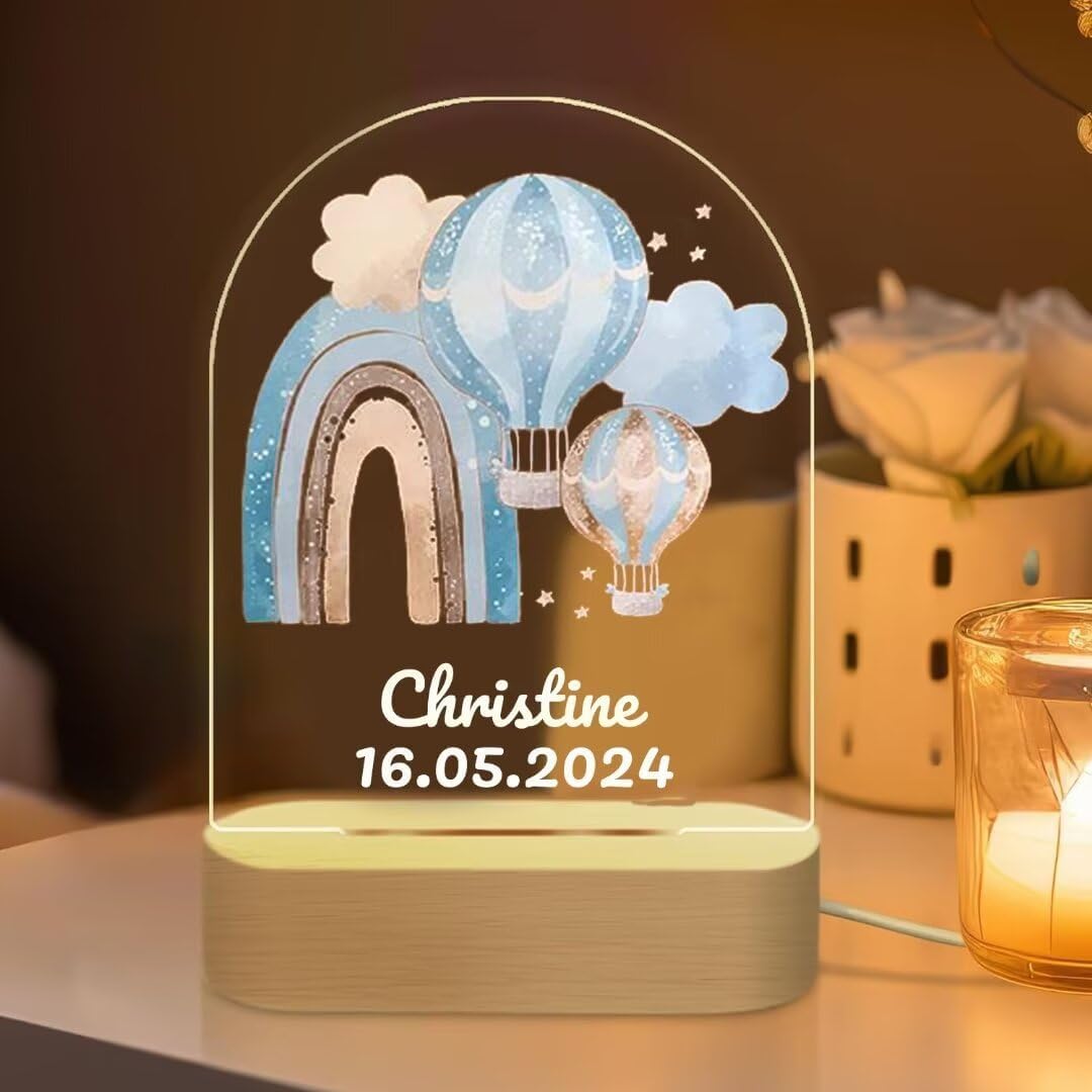 Personalized Night Light for Kids - Custom Name Baby Night Lamp, Dimmable Nursery Light for Boys & Girls | Perfect for Newborn Gifts, Birthday Presents, Baptism & Nursery Decor | Style 3
