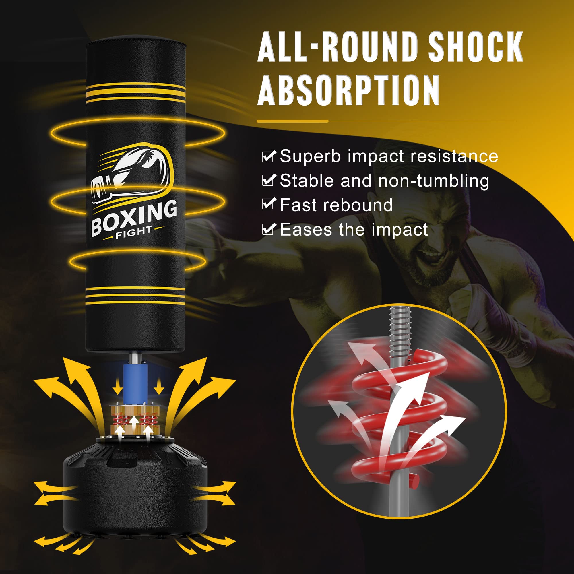 Elevens Freestanding Punching Bag - Heavy Duty Boxing Training Equipment for Adults & Kids - Perfect for Home Gym, Martial Arts, and Fitness Workouts