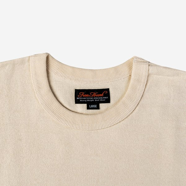 Iron Heart IHTL 1501 11oz Premium Cotton Knit Long Sleeve Crewneck Sweater for Men - Cream - Warm & Comfortable Winter Pullover for Casual Wear & Outdoor Activities