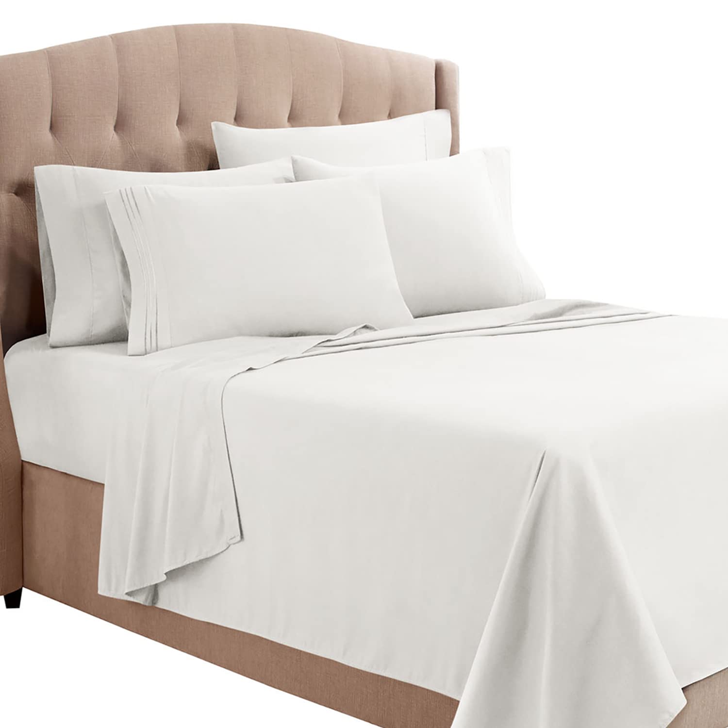 Clara Clark 1800 Series Luxury Bed Sheet Set - Twin XL, White - Ultra Soft Deep Pocket Fitted Sheet with Extra Pillowcases for Comfortable Sleep | Perfect for Guest Rooms, Dorms & Cozy Bedrooms