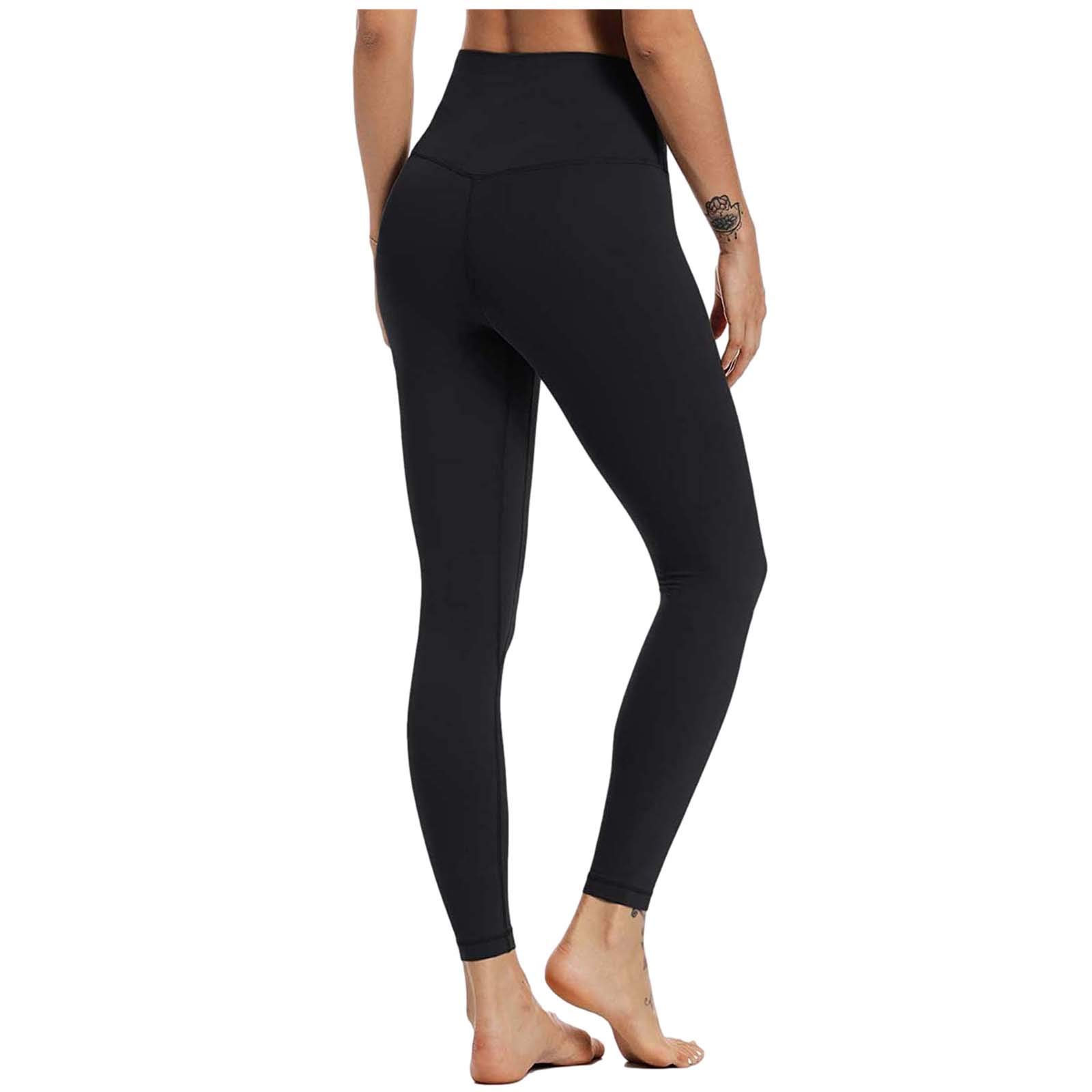 CSBYBD High Waist Yoga Pants for Women - Tummy Control Workout Leggings, Nude Hidden Solid Fitness Pants (Black, Size S) | Perfect for Gym, Running & Yoga
