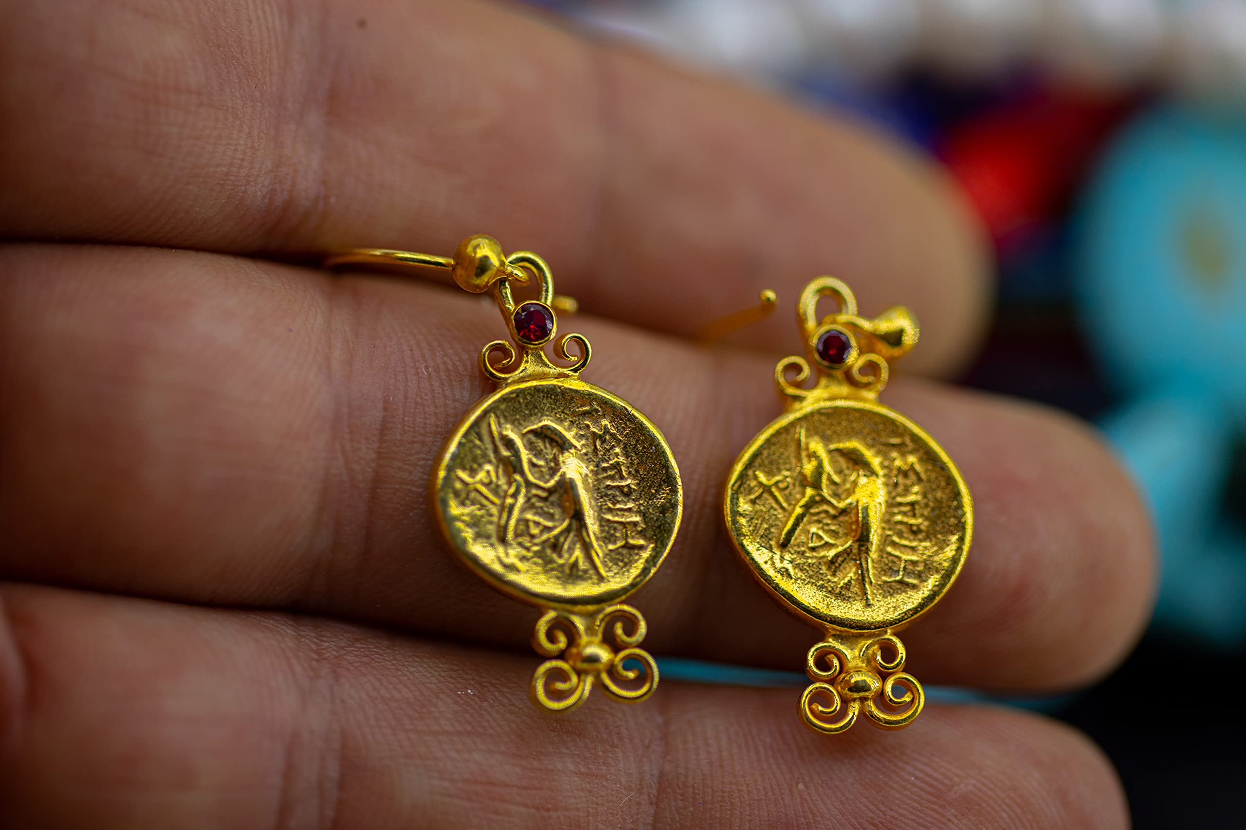 Hawk Roman Coin Dangle Earrings - 24k Gold Plated 925 Sterling Silver Jewelry for Women | Vintage Style Earrings for Party, Wedding & Special Occasions