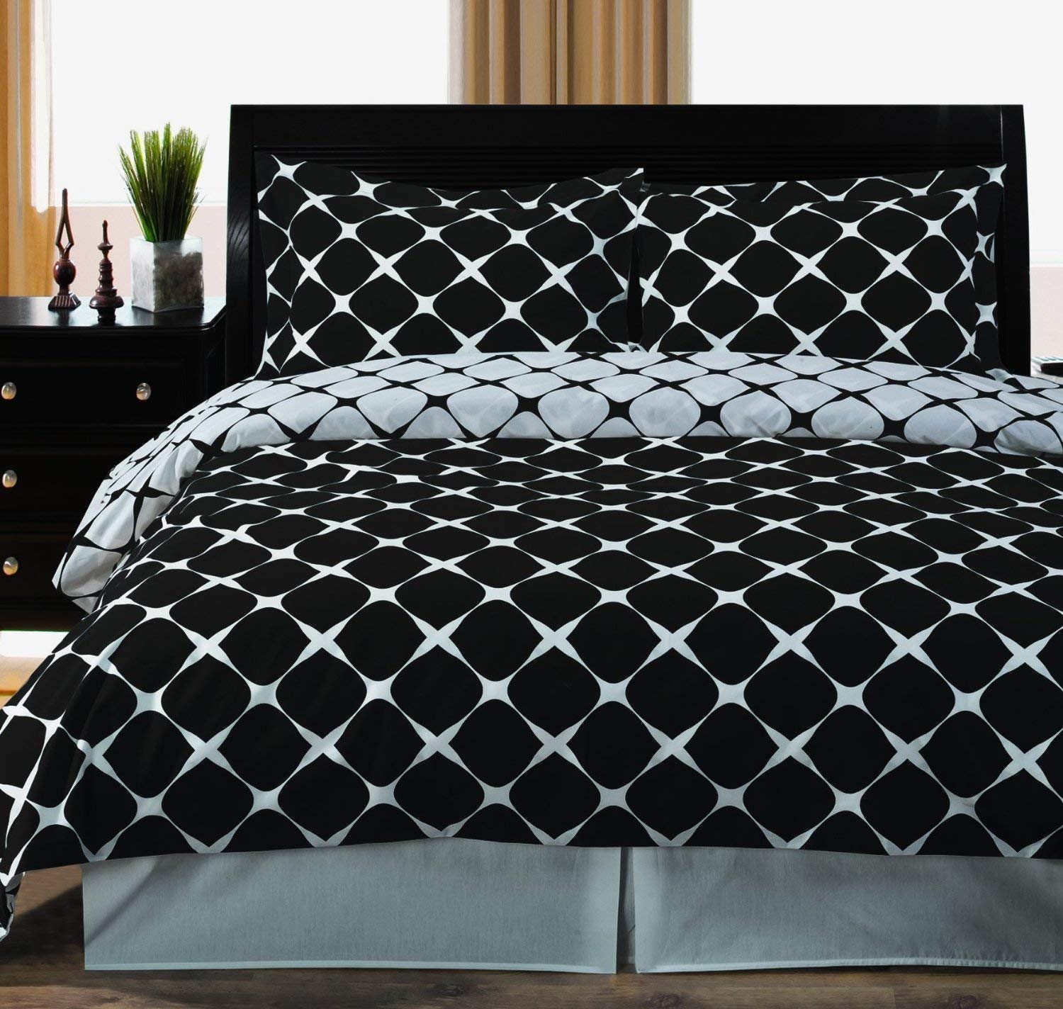 Royal Hotel Luxury 3-Piece Duvet Cover Set - 100% Soft Breathable Cotton Bedding - King/California King Size in Gray & White - Perfect for Master Bedroom, Guest Room & Vacation Homes