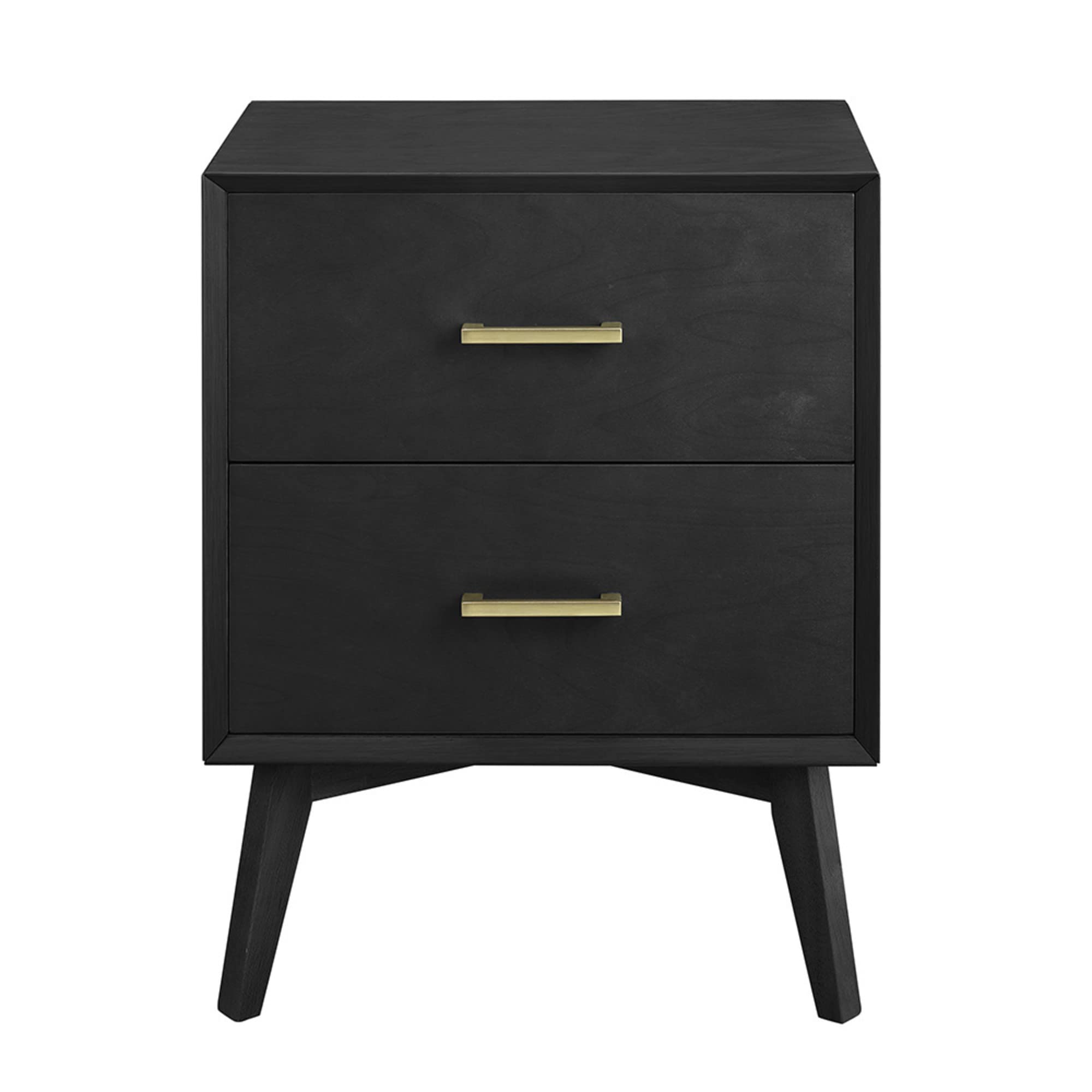 Modern Black Two-Drawer Nightstand - Bedside Table with Storage for Bedroom, Living Room & Office - Compact Nightstand with Smooth Gliding Drawers for Home Decor