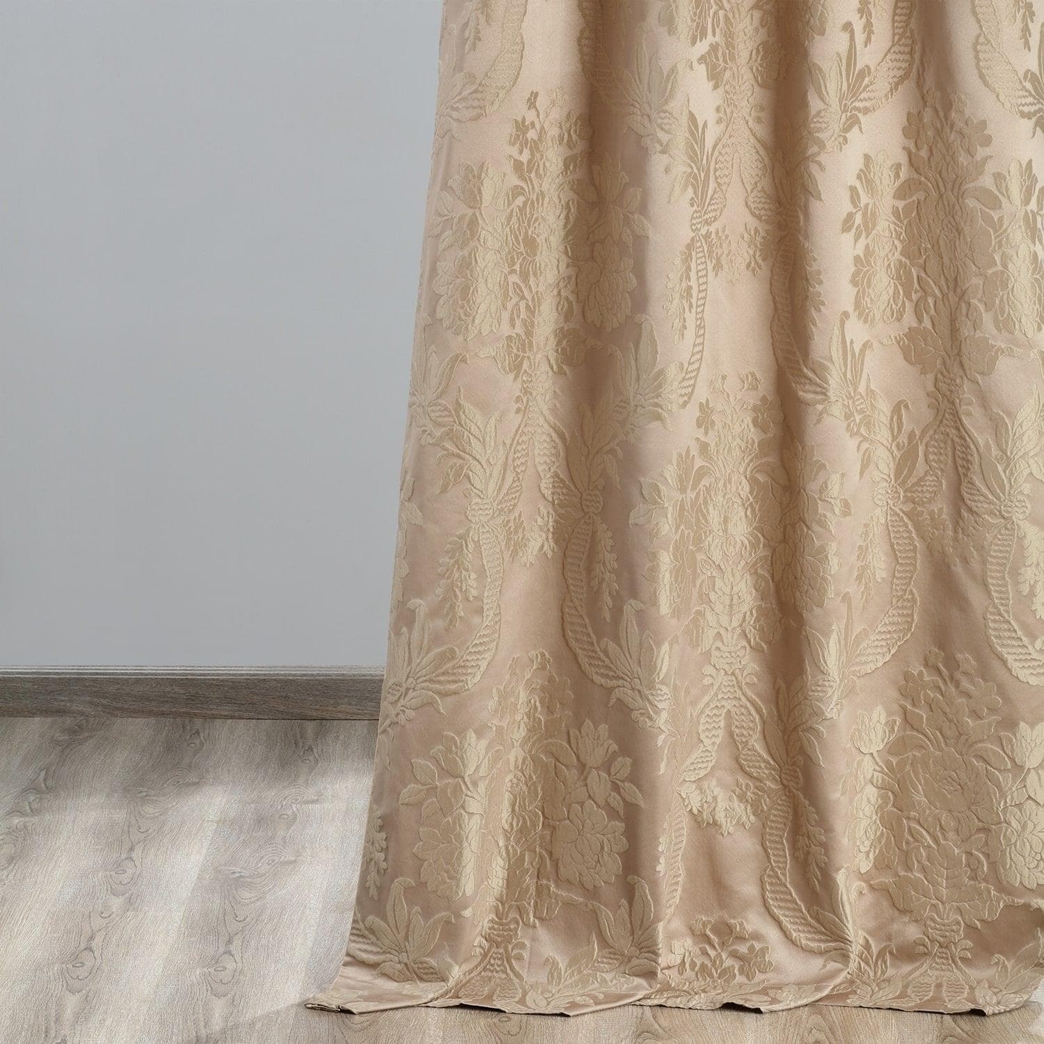 Magdelena Beige & Gold Damask Faux Silk Jacquard Blackout Curtains for Bedroom & Living Room - Elegant Window Treatment for Light Control & Privacy
