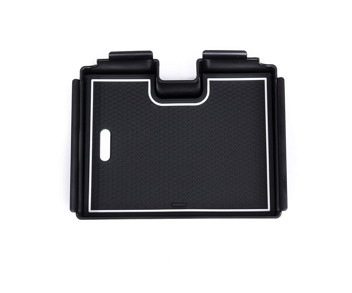 Black Car Armrest Storage Box with Non-Slip Mat - Plastic Phone Organizer Holder Tray Compatible with Land Rover Range Rover Evoque 2012-2018 | Perfect for Storing Phones, Keys & Small Accessories While Driving