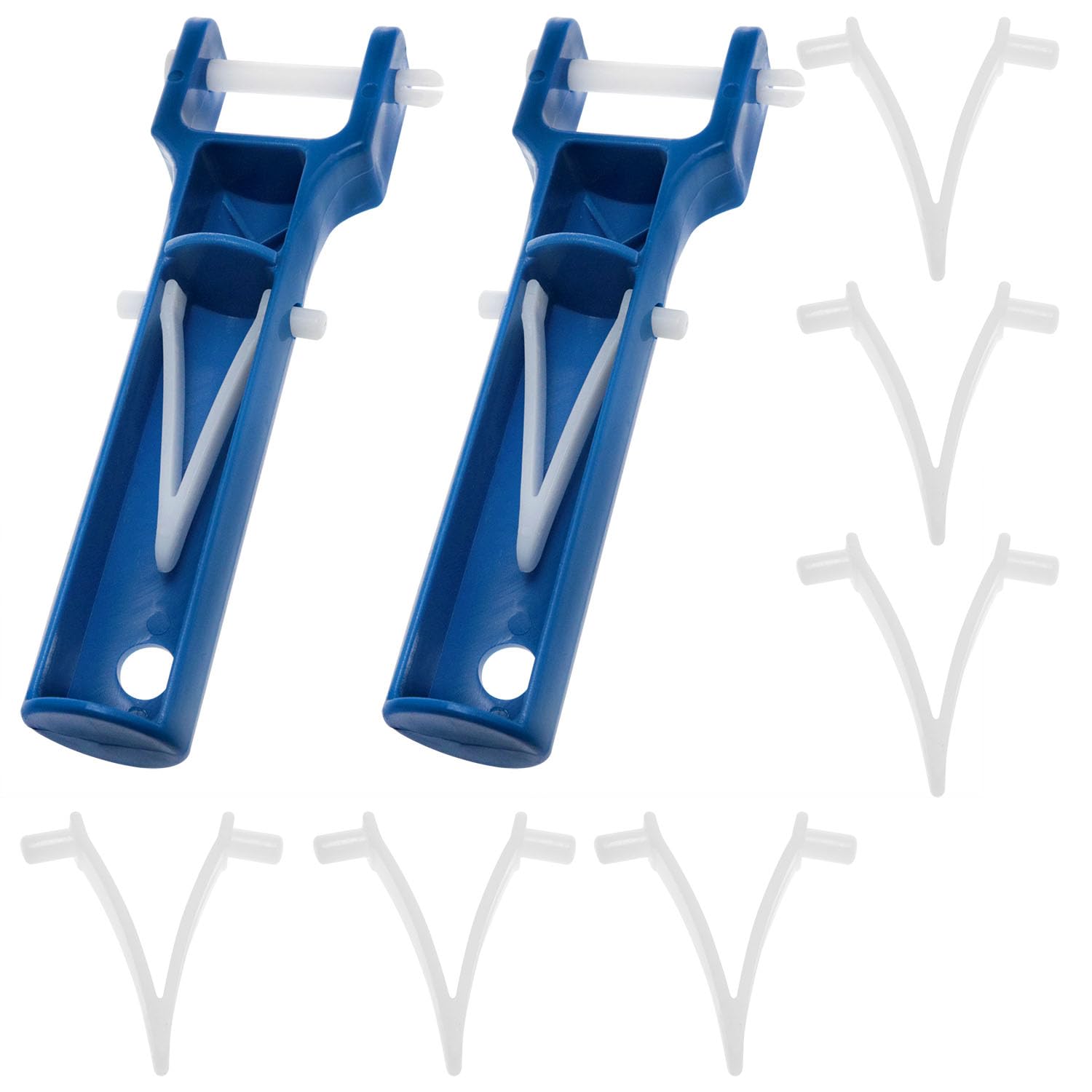 2PCS Universal Blue Pool Vacuum Brush Handles with 6PCS V-Shaped Clips - Replacement Parts for In-Ground & Above Ground Pools - Perfect for Cleaning Pool Walls, Floors & Corners