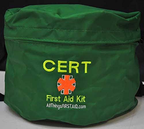 CERT Team Member First Aid Kit - Emergency Medical Supplies in Green Bag for Disaster Preparedness & Outdoor Safety