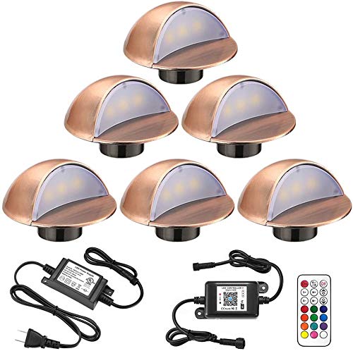 INDARUN Smart Recessed Deck Lights - 6 Pack RGB WiFi LED Lighting, 12V Low Voltage Waterproof Outdoor Lights for Garden, Step, Stair, Pool & Landscape - Alexa Compatible | Perfect for Patio, Backyard & Pathway Lighting