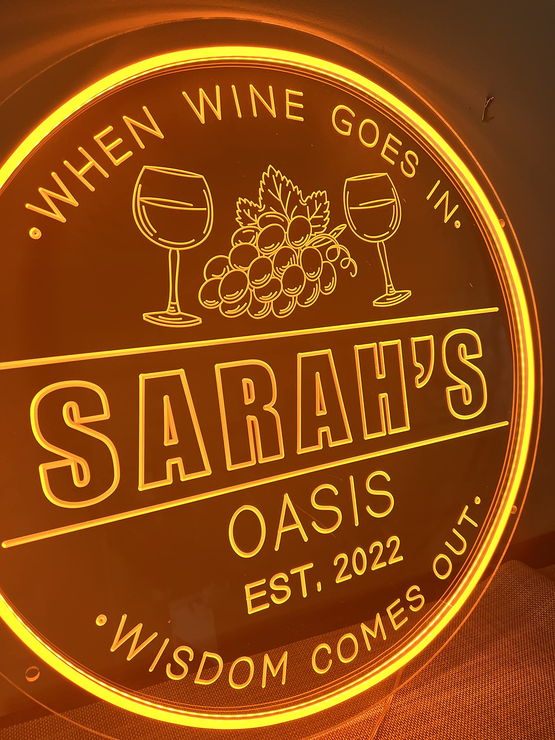 Custom LED Neon Bar Signs - Personalized Man Cave Gift for Basement, Wet Bar & Wall Decor - Home Party Neon Light Signs for Him, Husband, Dad (WINE) - Perfect for Birthday Gifts, Bachelor Parties & Game Room Decor