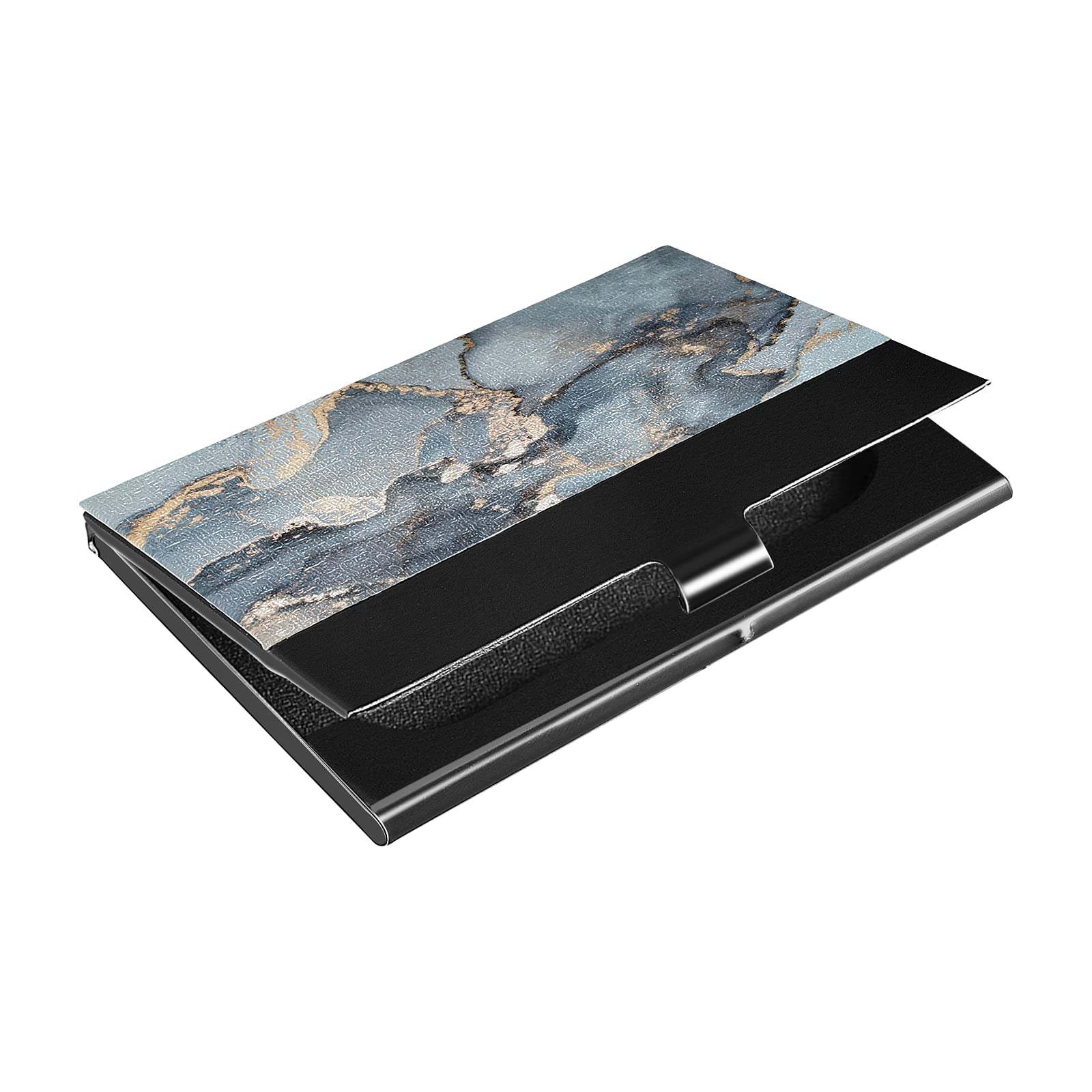 Premium PU Leather & Stainless Steel Business Card Holder - Luxury Multi Card Case Wallet for Credit Cards, ID, Name Cards (Marble Texture) - Perfect for Professionals, Networking Events & Office Use