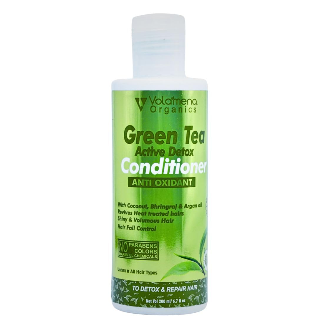 Volamena Green Tea Detox Hair Conditioner for Dry Hair & Dandruff Control - 200ml | Nourishing Treatment for Men & Women | Perfect for Daily Hair Care & Scalp Health