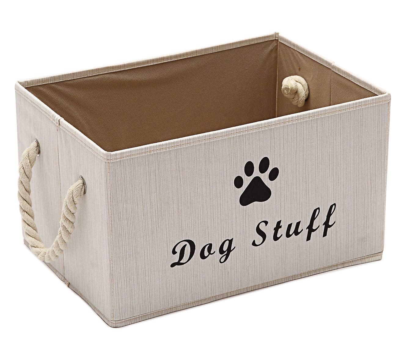 Morezi Canvas Pet Toy Storage Bin & Organizer Basket - White | Perfect for Dog & Cat Toys, Blankets, Leashes, Food | Ideal for Living Room, Bedroom & Pet Play Areas