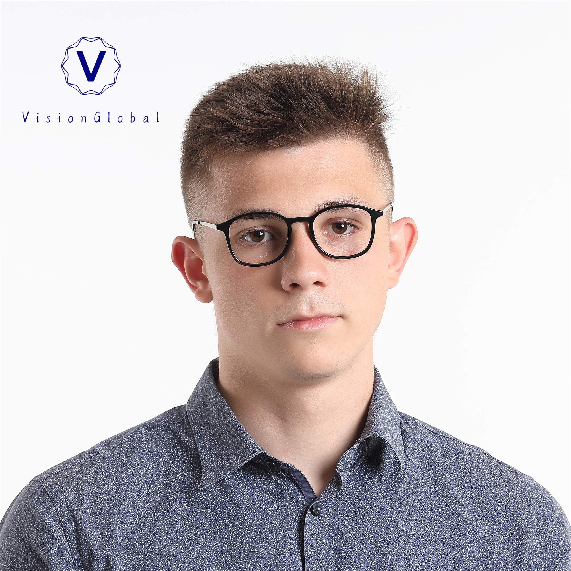VisionGlobal Blue Light Blocking Glasses for Women & Men - Anti Glare Computer Reading & TV Glasses with Stylish Oval Frame - Perfect for Office Work, Gaming & Screen Time Protection