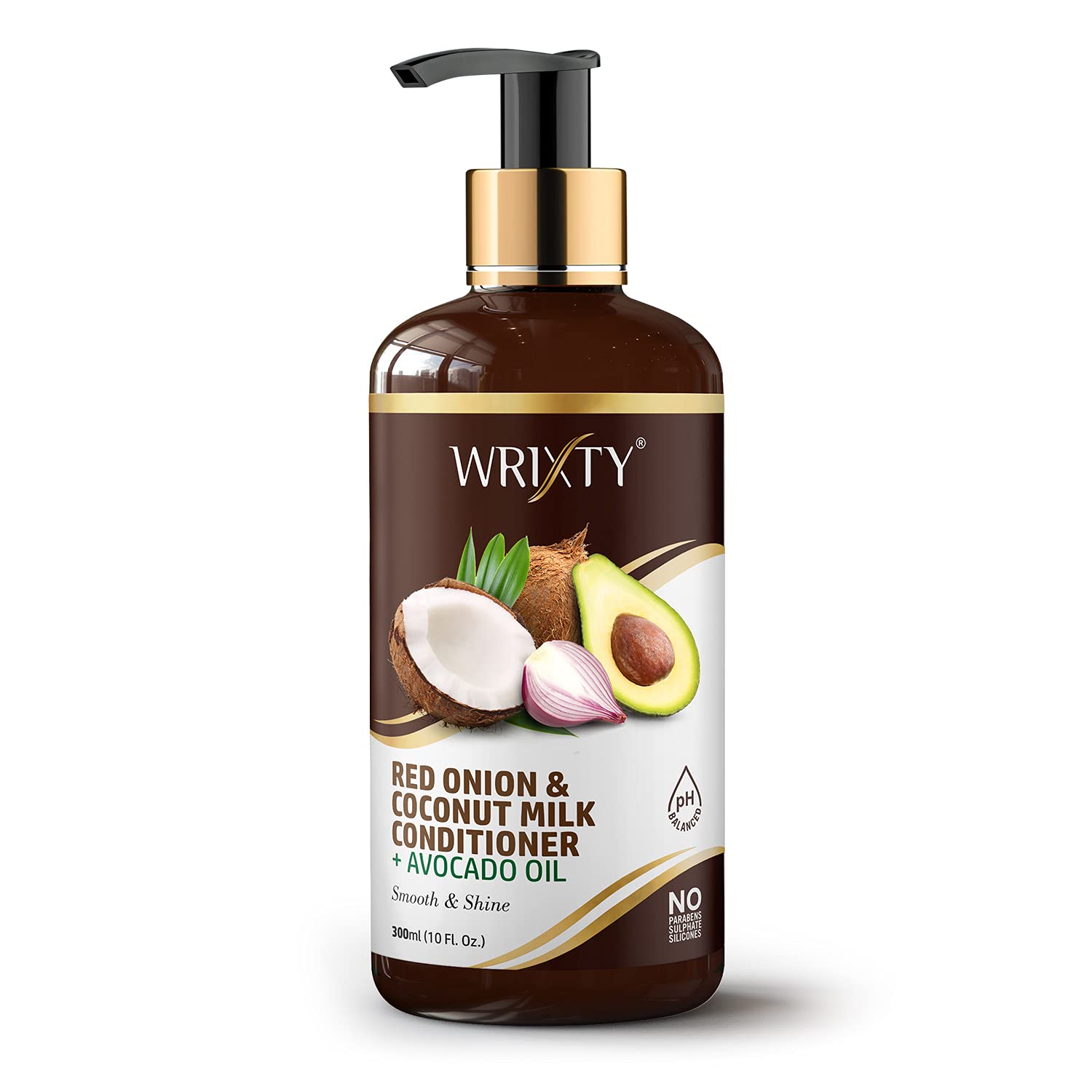 Wrixty Red Onion & Coconut Milk Biotin Conditioner 300ml - Repair Damaged Hair, Smooth & Shiny Hair Treatment | Paraben, Sulfate & Silicone Free | Natural Hair Moisturizer for Dry, Frizzy Hair | Perfect for Daily Use & Post-Hair Coloring Care