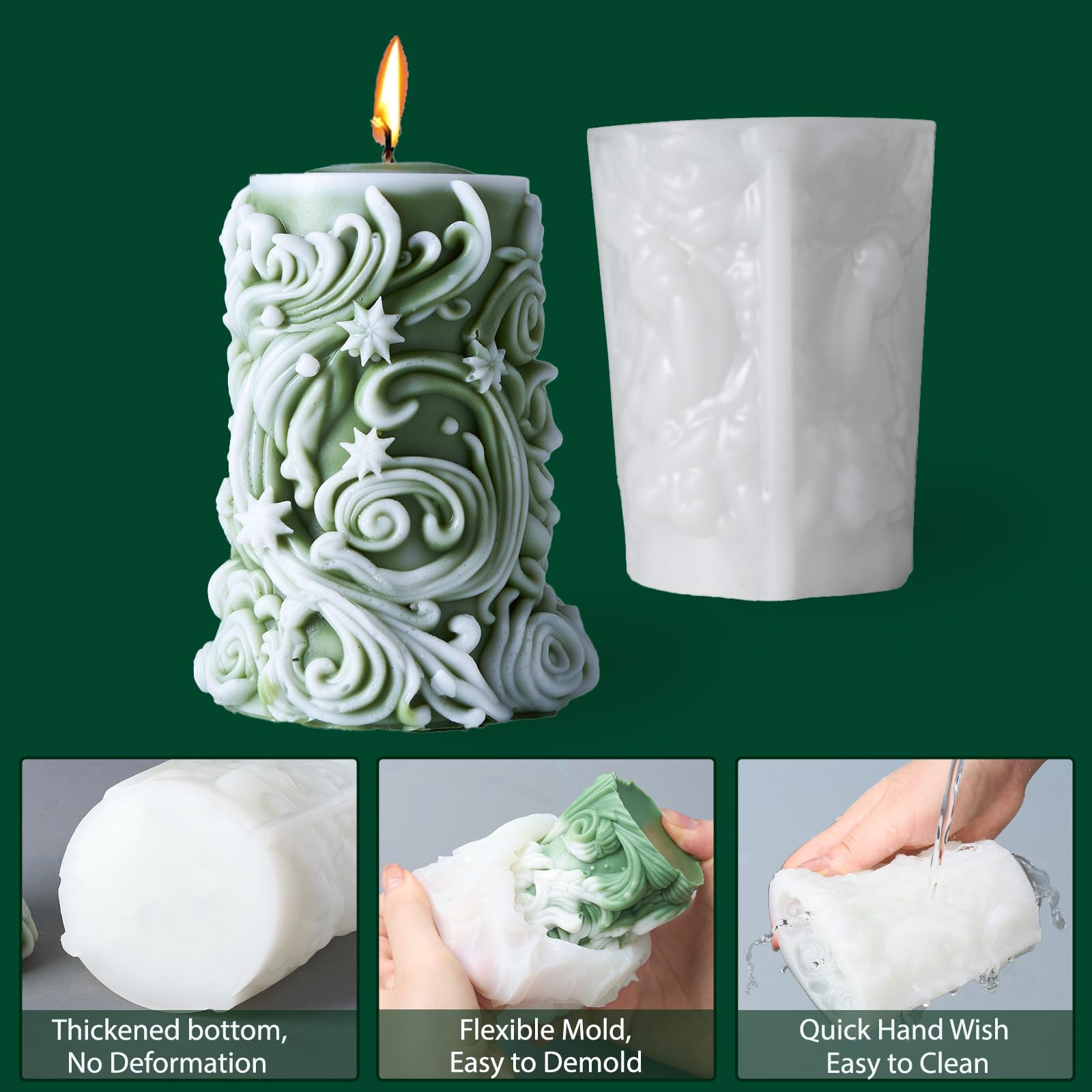 3D Spiral Carved Silicone Candle Molds - Geometric Wave Cylinder Resin Molds for DIY Home Decor, Epoxy Crafts, and Unique Pillar Candles | Perfect for Wedding Centerpieces, Holiday Decorations & Handmade Gift Making