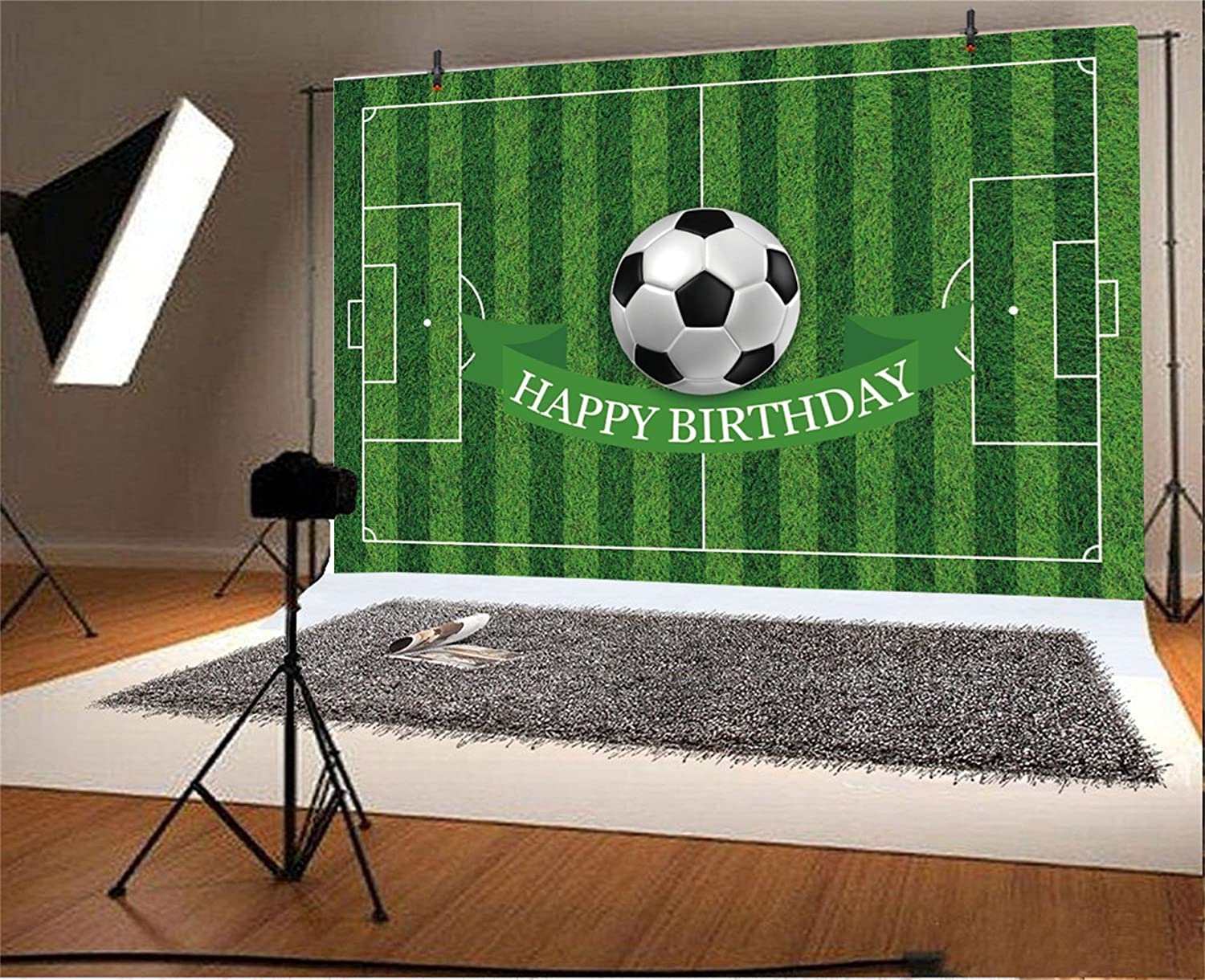 CSFOTO 8x6ft Soccer Backdrop - Premium Polyester Football Party Decor for Boys Birthday, Sports Theme Events & Soccer Field Background - Perfect for Birthday Parties, Team Celebrations & Sports Decorations