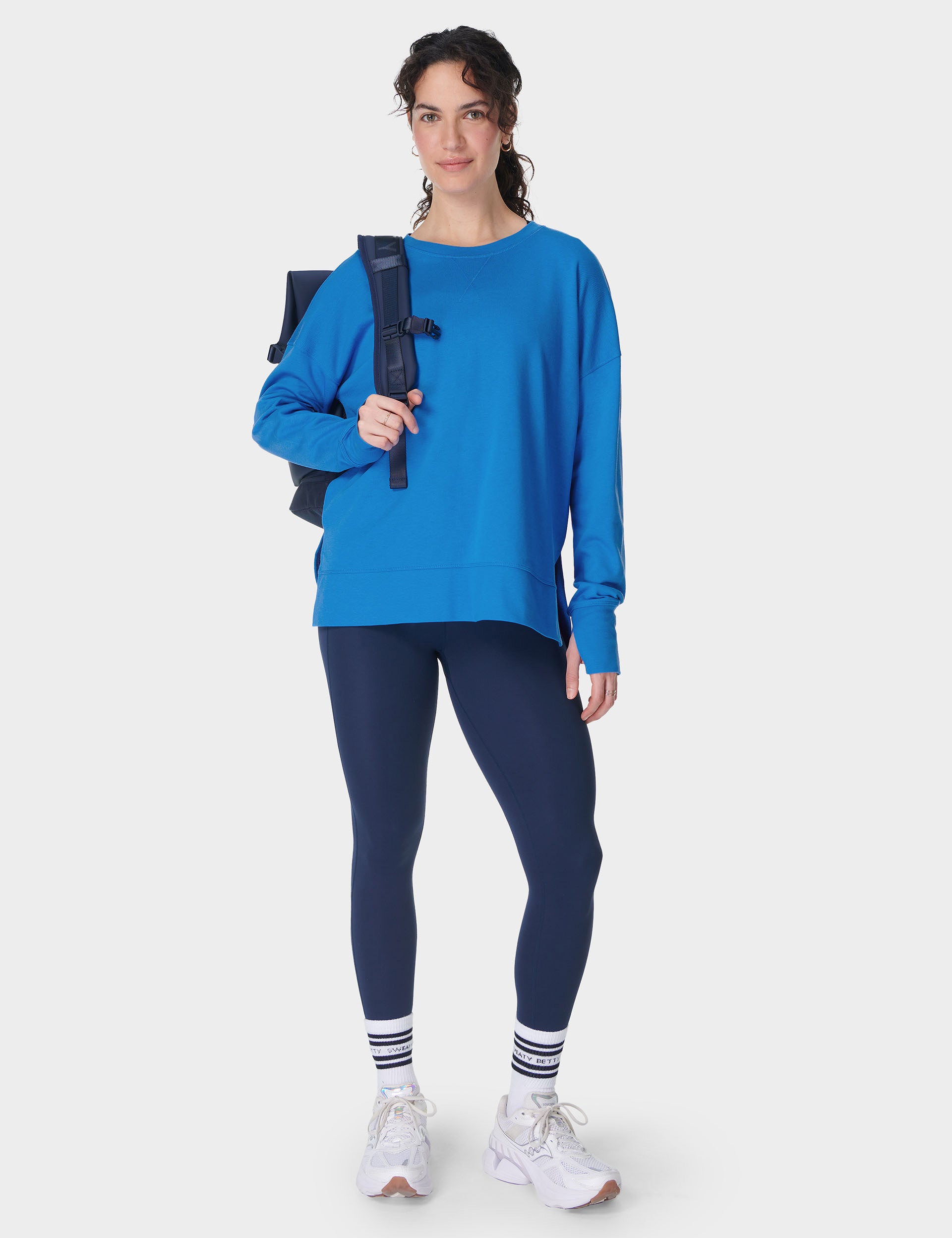 After Class Longline Sweatshirt for Women - Oversized Pullover Hoodie in Tidal Blue | Casual Loungewear, Streetwear Fashion & Cozy Fall Outfits