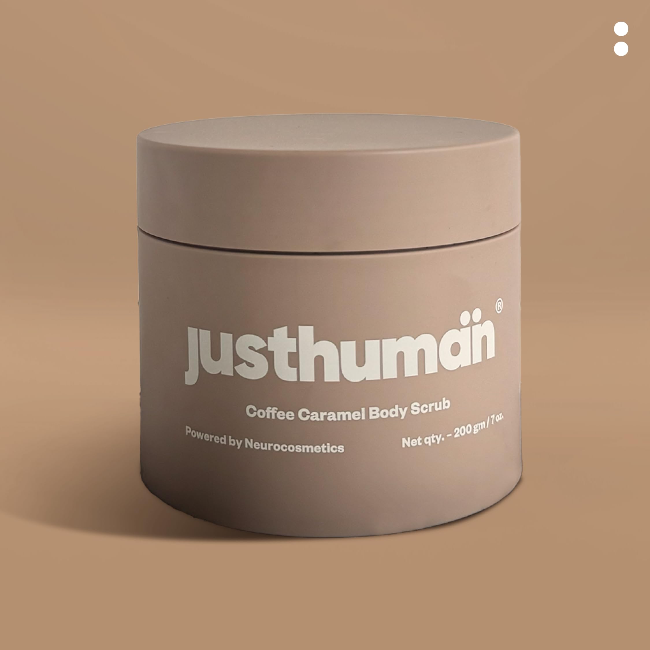 Justhuman Coffee Caramel Body Scrub - Natural Exfoliator with Coffee Extracts & Olive Oil for Cellulite Reduction, Deep Cleansing & Skin Hydration (200g) - Perfect for Spa Day, Self-Care Routine & Gift Giving