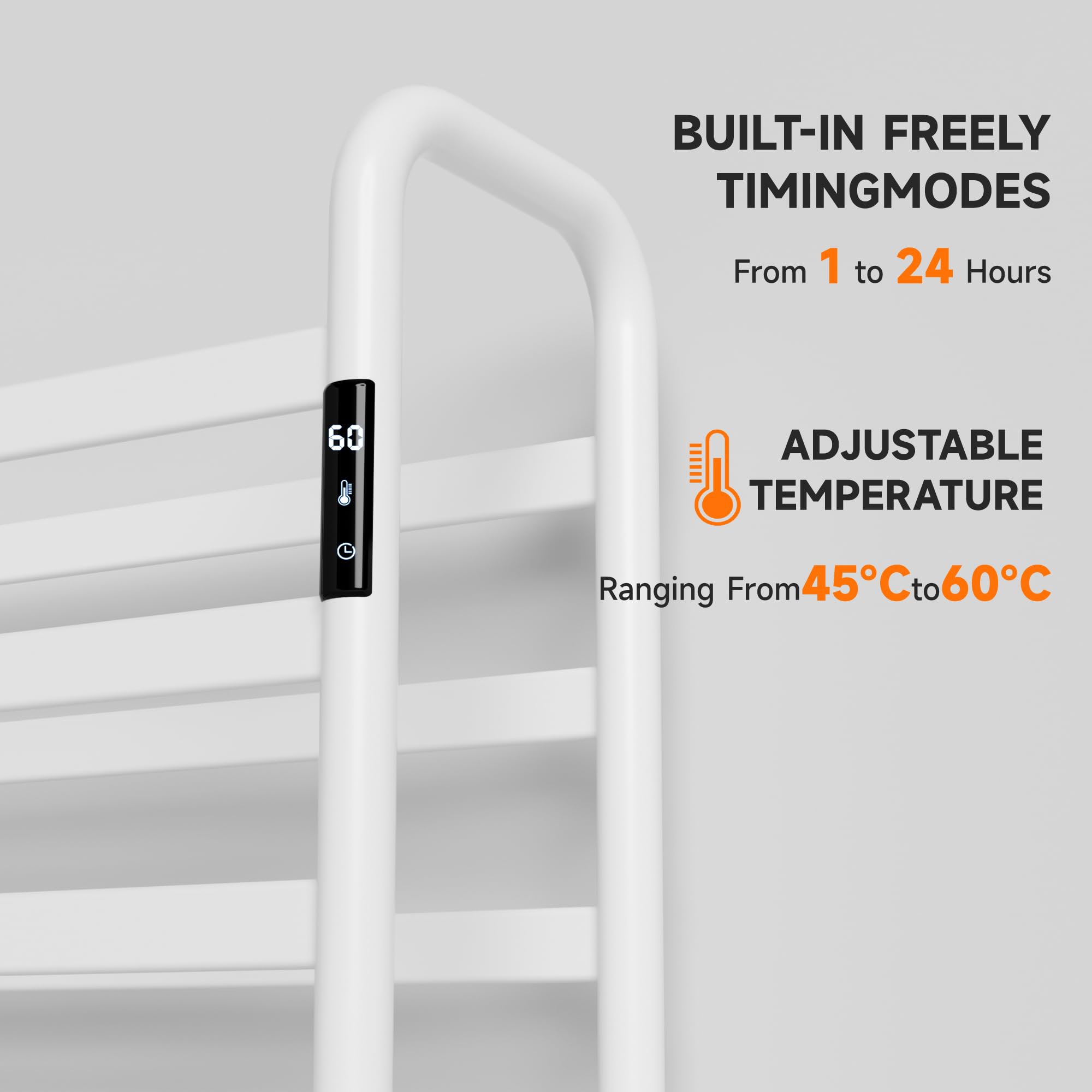 Premium Freestanding Electric Towel Warmer with Timer & LED Display - Overheat Protection & Constant Temperature Control - Aluminum Heated Towel Rack for Bathroom, Spa, and Luxury Home Use