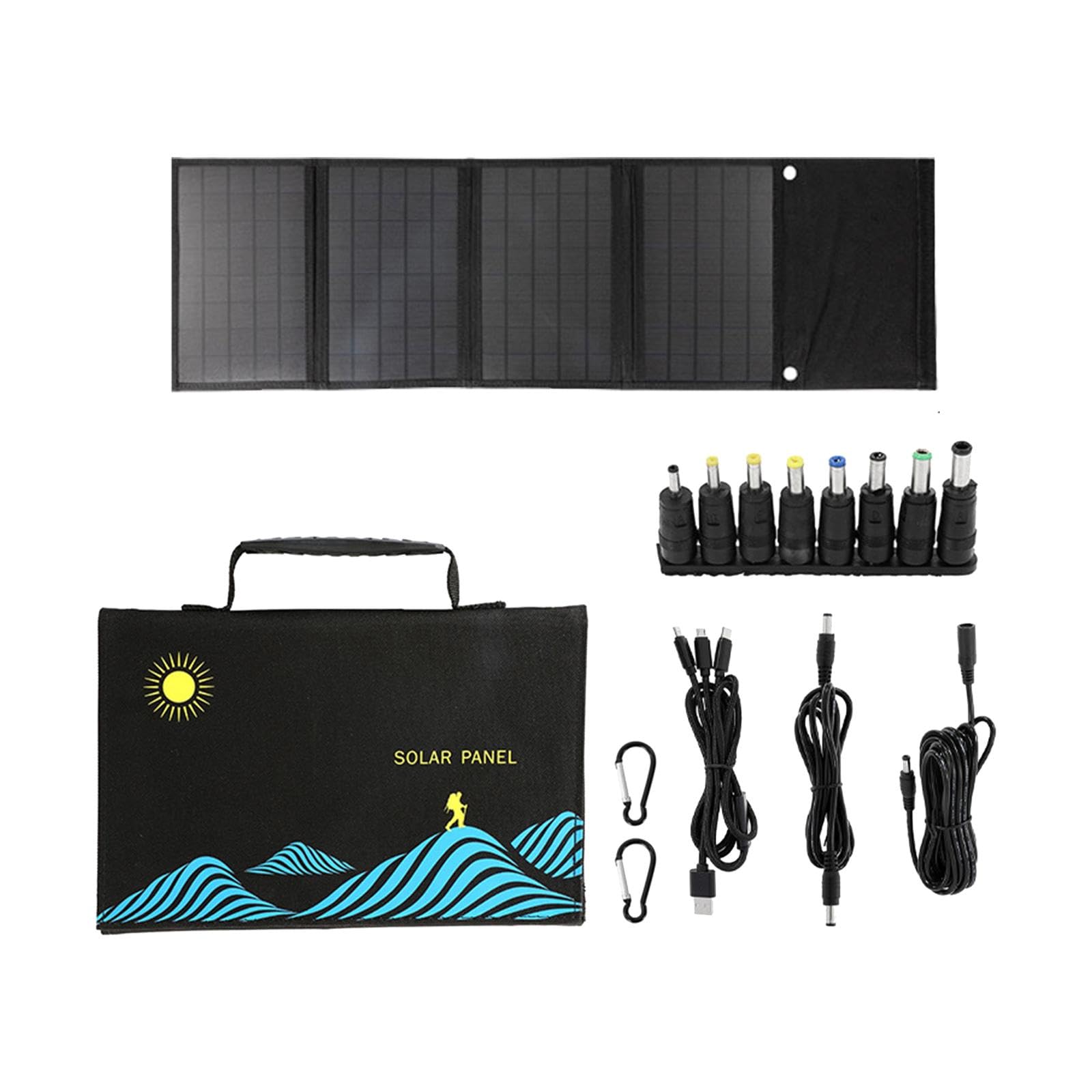 Foldable Waterproof Solar Panel Charging Bag - Portable Travel Backpack for Outdoor Hiking, Camping & Emergency Power Supply | Black Solar Power Storage Bag for Phones, Tablets & USB Devices