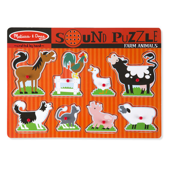 Farm Animals Sound Puzzle - Wooden Educational Toy for Toddlers & Kids - Learn Animal Sounds & Names - Perfect for Preschool Learning, Montessori Play & Birthday Gifts