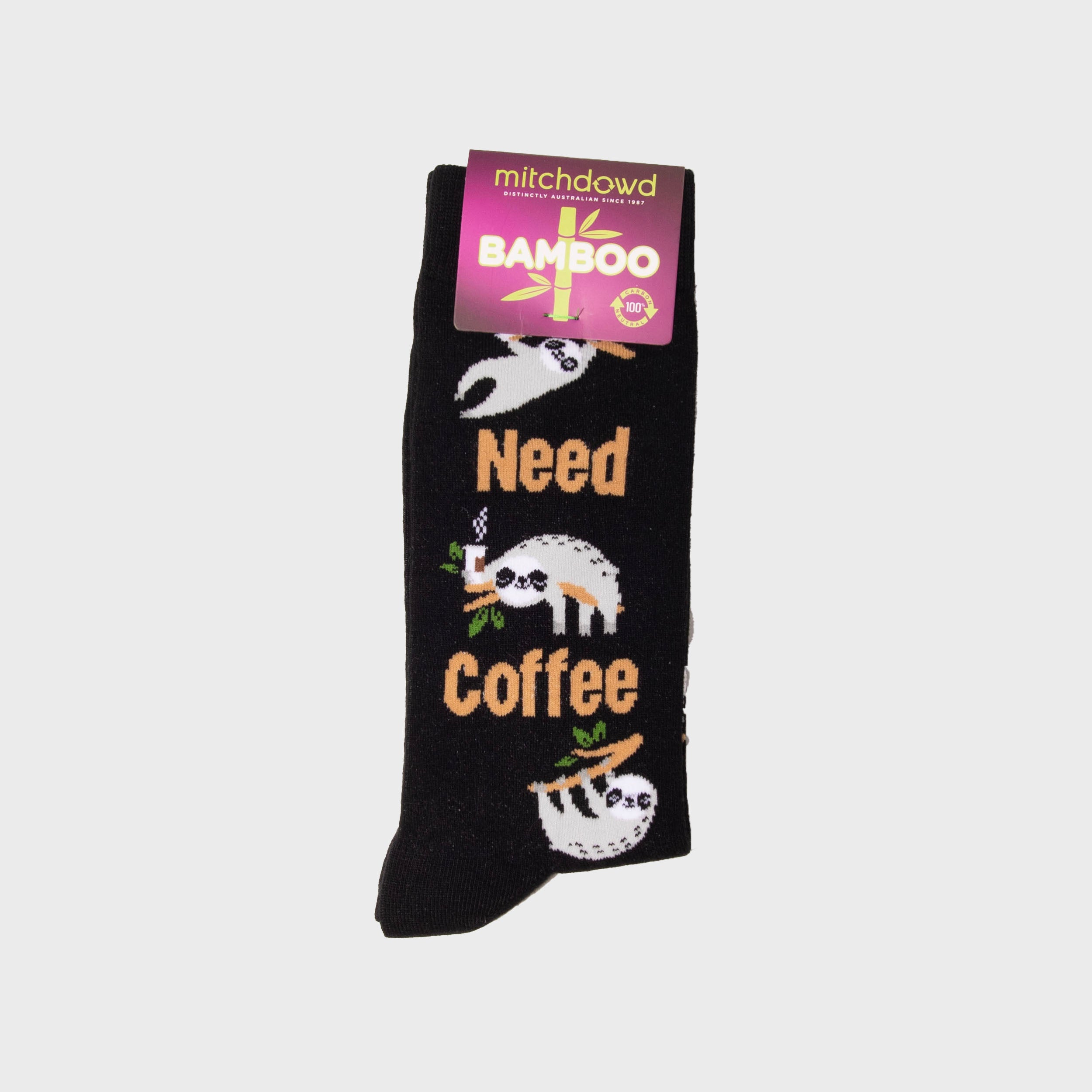 Men's Need Coffee Bamboo Crew Socks - Black | Soft & Breathable Bamboo Fiber Socks for Everyday Wear, Work & Casual Outfits