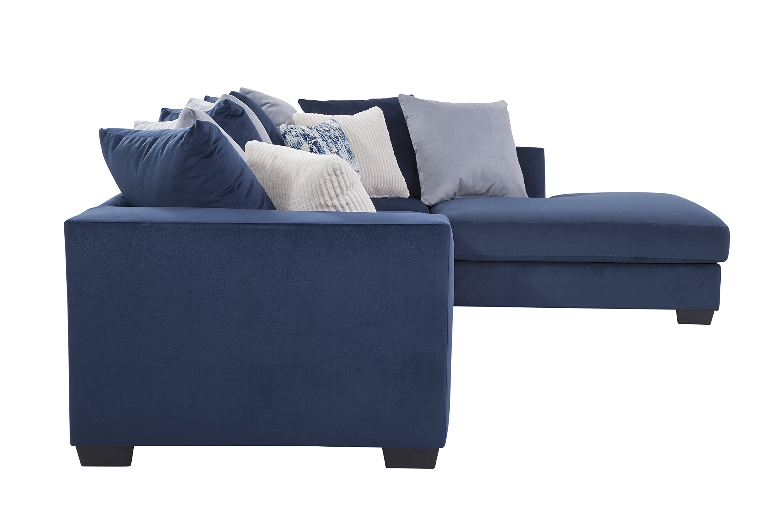 L-Shaped Sectional Sofa with Pillows - Blue Casual Comfort for Living Room