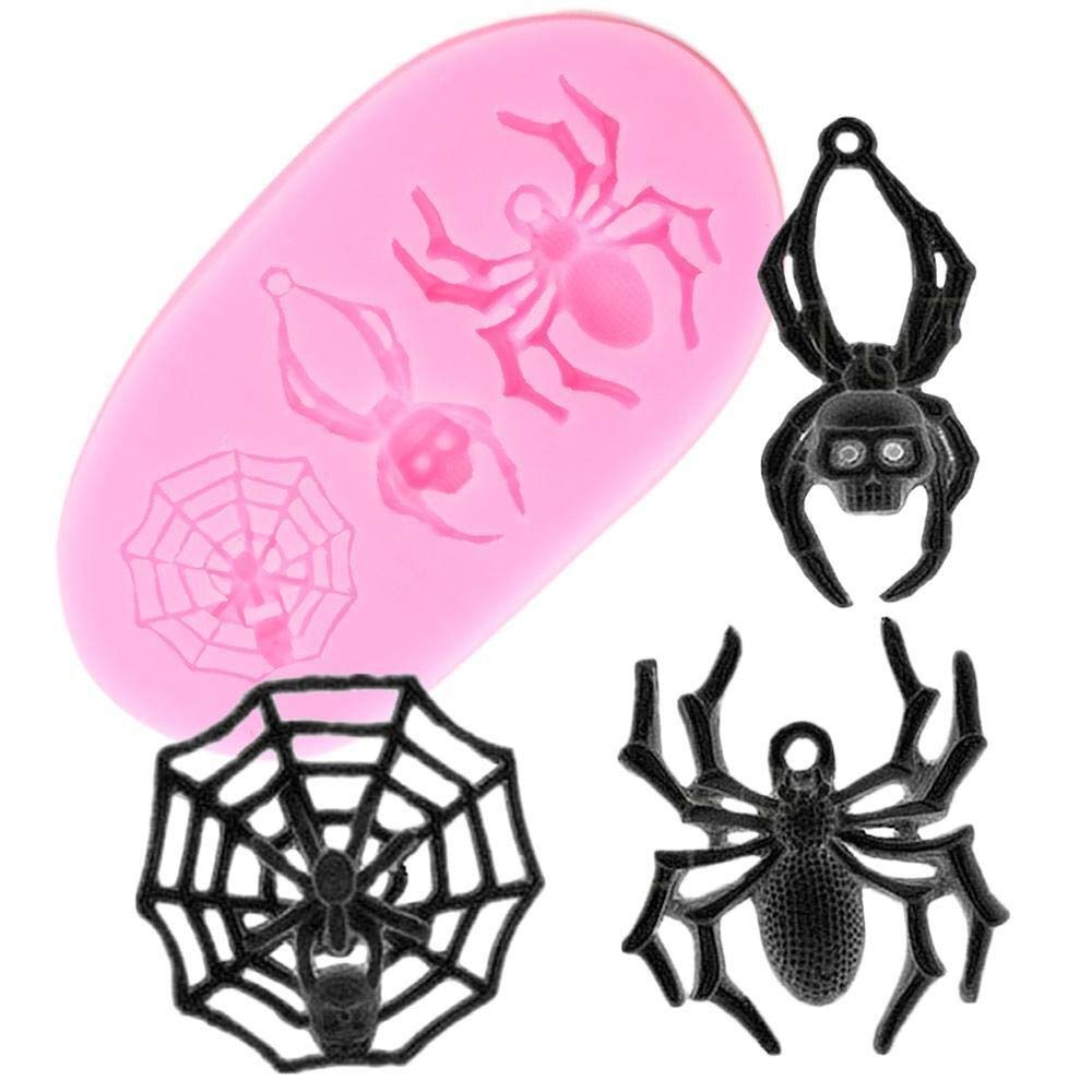 Scary Spider Silicone Molds for Halloween Baking - Spider Web Fondant Mold Set for Cake Decorating, Candy Making, Polymer Clay & Chocolate Crafts (2-Piece) - Perfect for Halloween Party Treats, DIY Desserts & Spooky Baking Projects