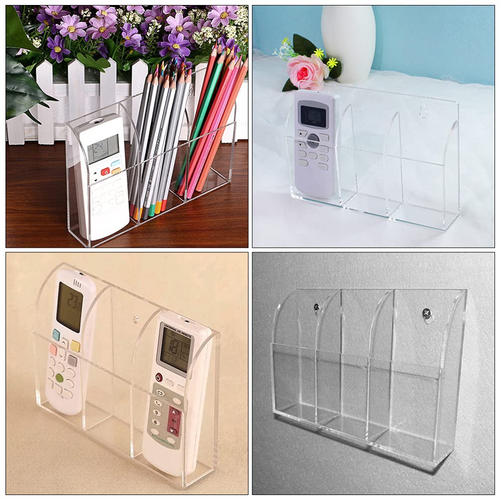 UKCOCO 2-Pack Remote Control & Phone Holder Set - Acrylic Wall Mount Organizer for Desk, RV, Air Conditioner | Perfect for Home, Office & Travel Organization