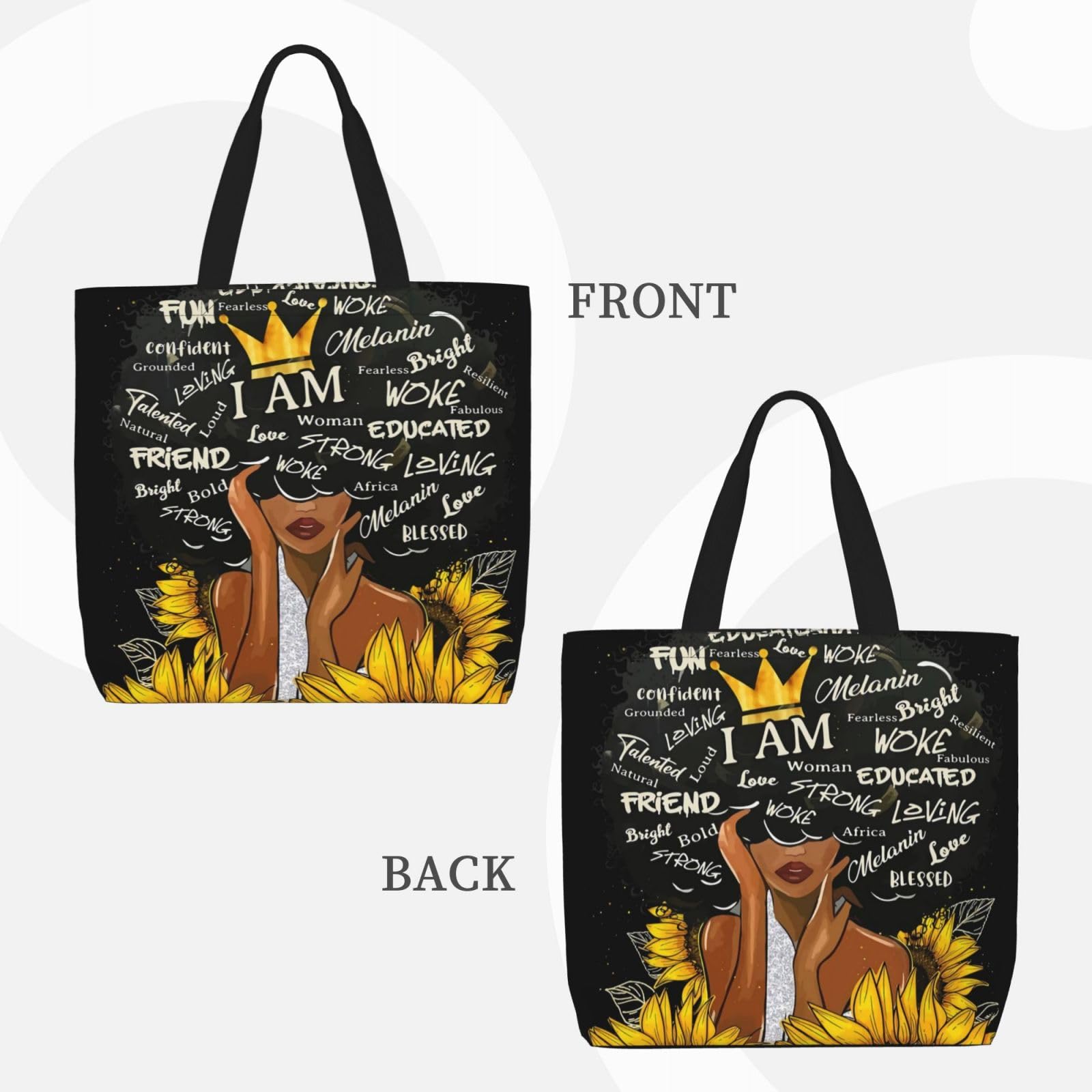 Stylish Black African Print Tote Bags for Women - Fashionable Reusable Shopping Bags - Perfect for Groceries, Beach Trips & Work Commutes